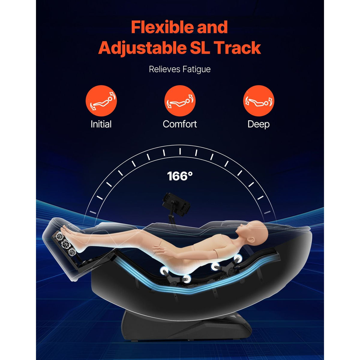 Dual-Core 4D+3D Full Body Massage Chair, with Extended SL Track, Deep Yoga Stretch, Electric Extendable Footrest, TFT, AI Voice Control, Heat, Airbags, Armrest Controls, Wheels