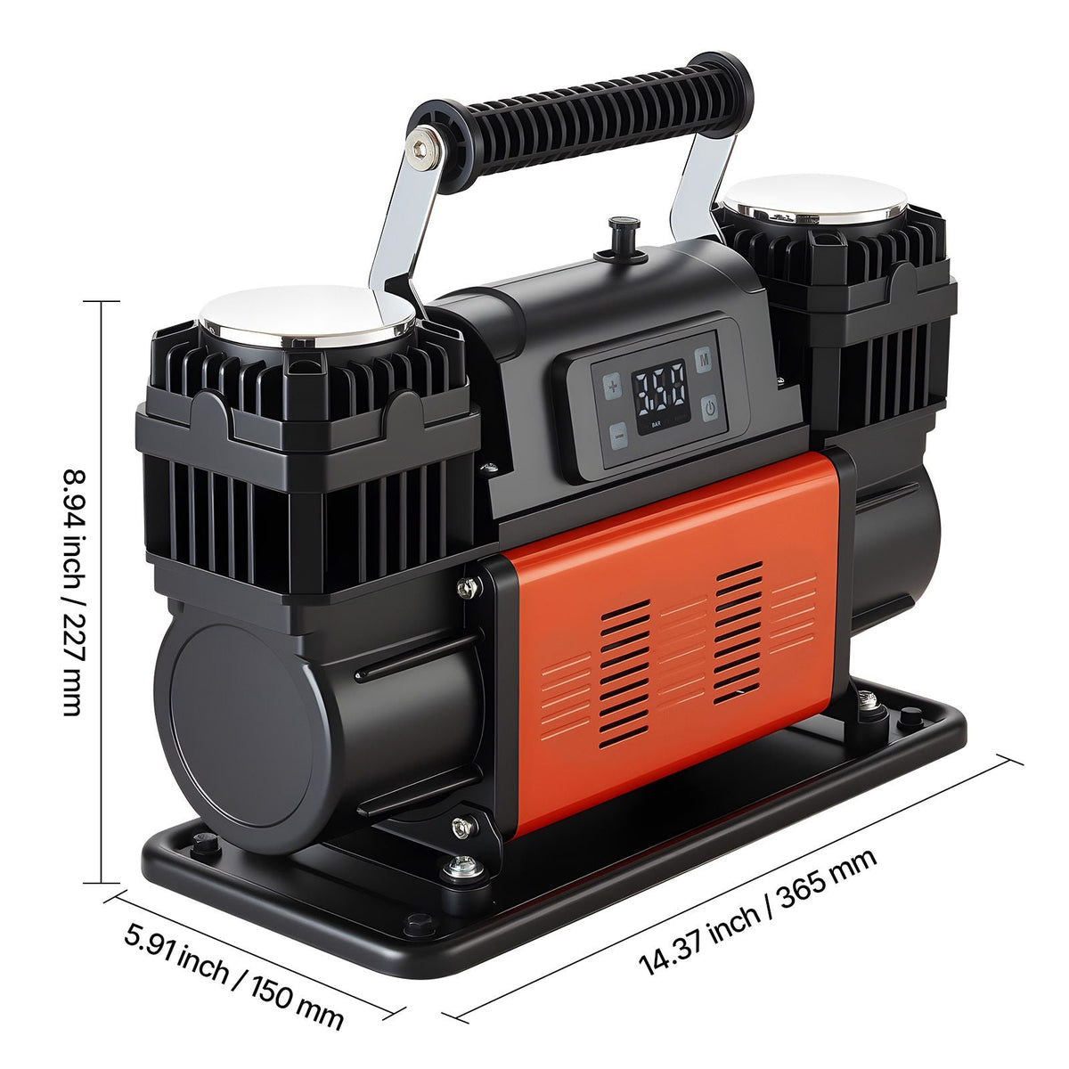 Dual-Cylinder Heavy Duty Air Compressor, 10.6CFM Auto-Stop Portable Tire Inflator, 12V 150PSI Offroad Air Pump with LCD Digital Display & Adapters for Truck Car SUV 4 x 4 Vehicle RV