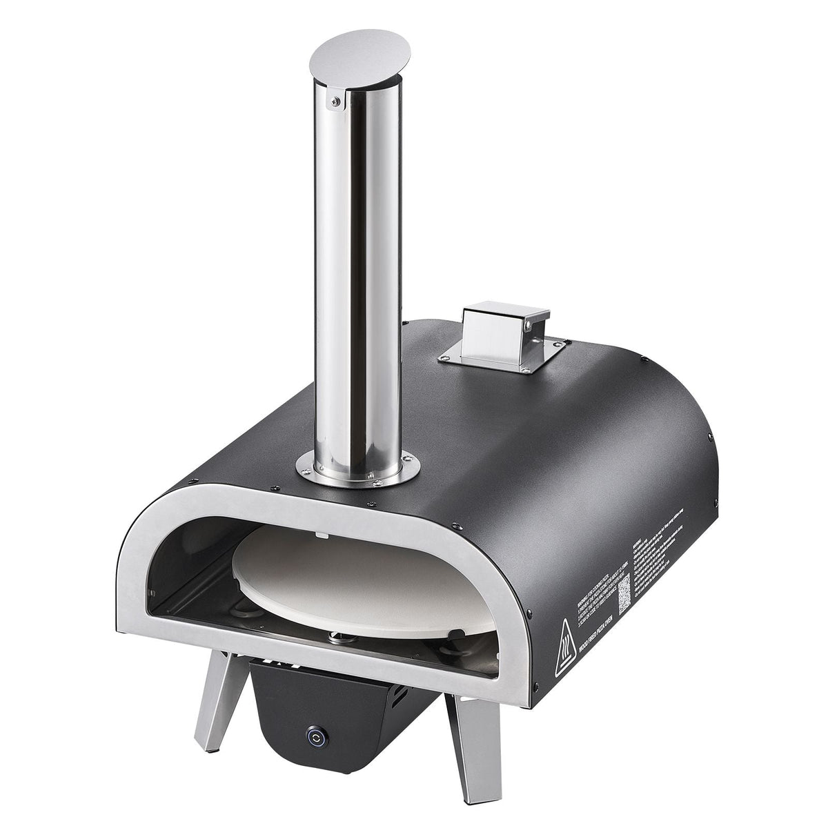 Dual Fuel Pizza Oven Outdoor, 12 in Wood Fire & Propane Gas Pizza Oven, Pellet & Propane Pizza-Maker with Thermometer, Iron Spray Electric Rotation Pizza-Cook for Outside Camping & Backyard