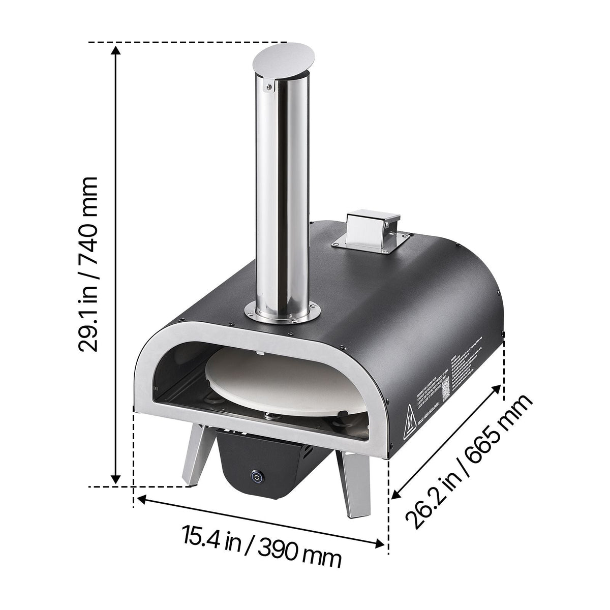 Dual Fuel Pizza Oven Outdoor, 12 in Wood Fire & Propane Gas Pizza Oven, Pellet & Propane Pizza-Maker with Thermometer, Iron Spray Electric Rotation Pizza-Cook for Outside Camping & Backyard