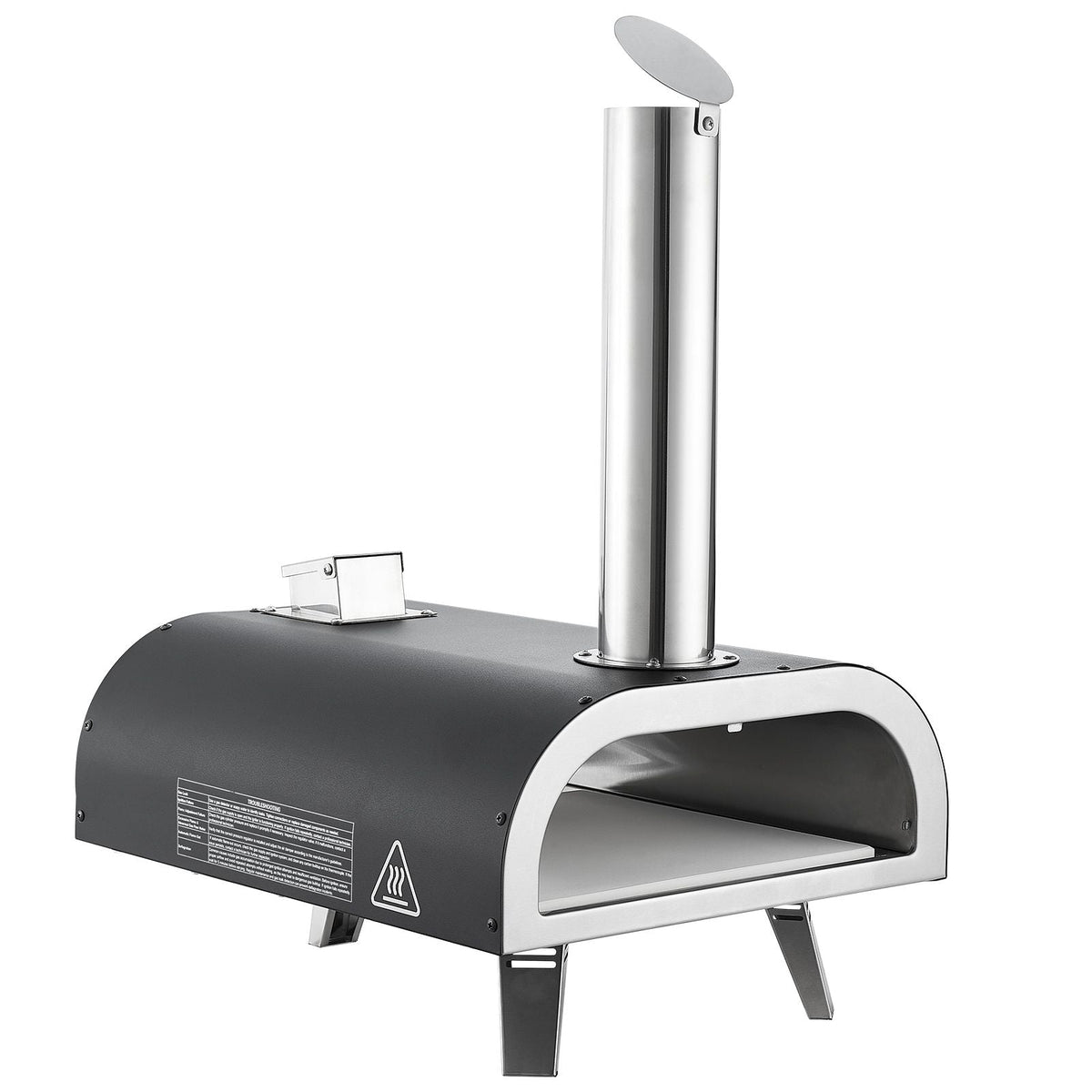 Dual Fuel Pizza Oven Outdoor, 12 in Wood Fire & Propane Gas Pizza Oven, Portable Pellet & Propane Pizza-Maker with Thermometer, Iron Spray Black Shell Pizza-Cook for Outside Camping & Backyard