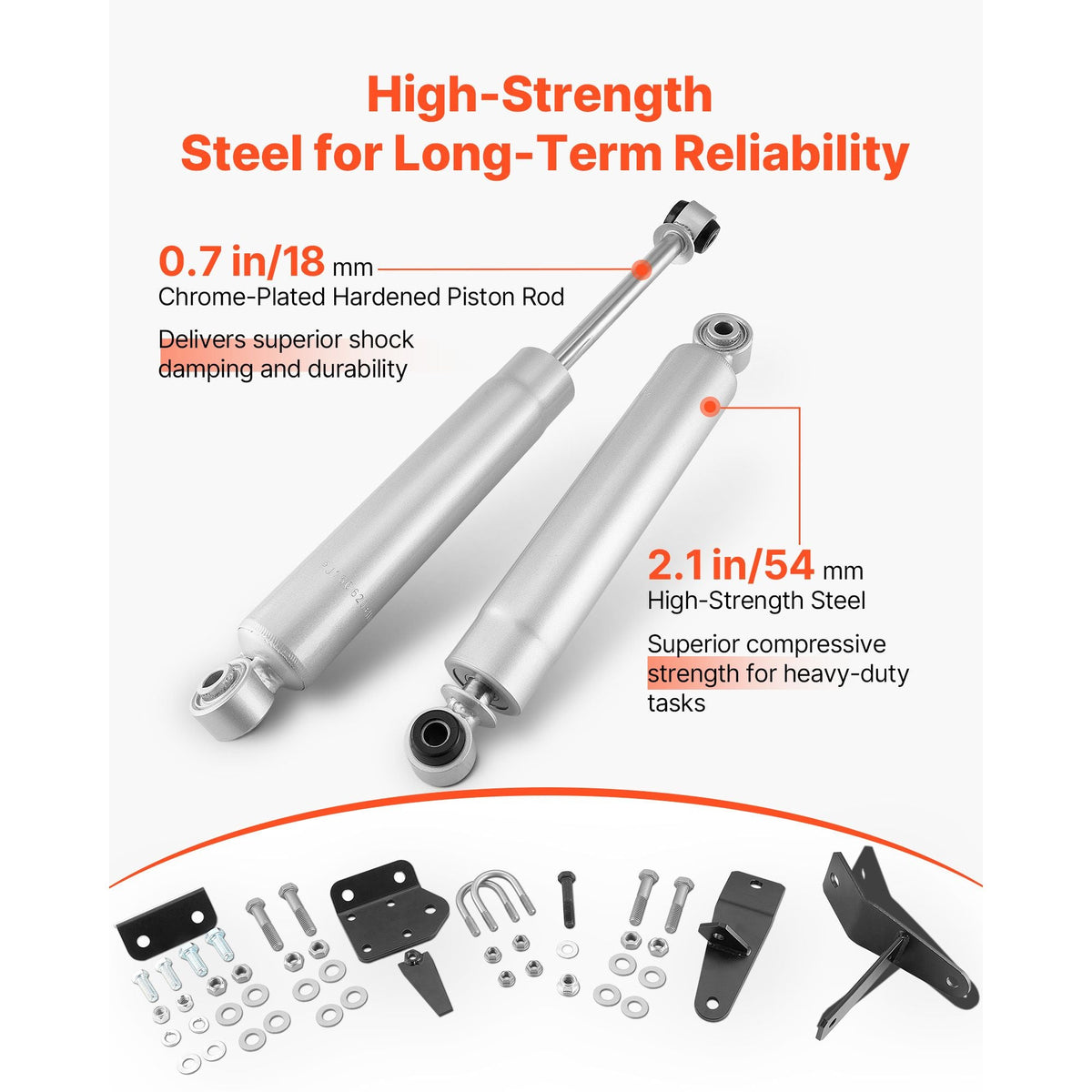 Dual Steering Stabilizer, for 2003-2012 Dodge Ram 2500/3500 4WD, Dual Steering Stabilizer Kit Fits with 2 Inches of Suspension Lift or Higher, Enhanced Control & Reduced Vibration, Easy Install