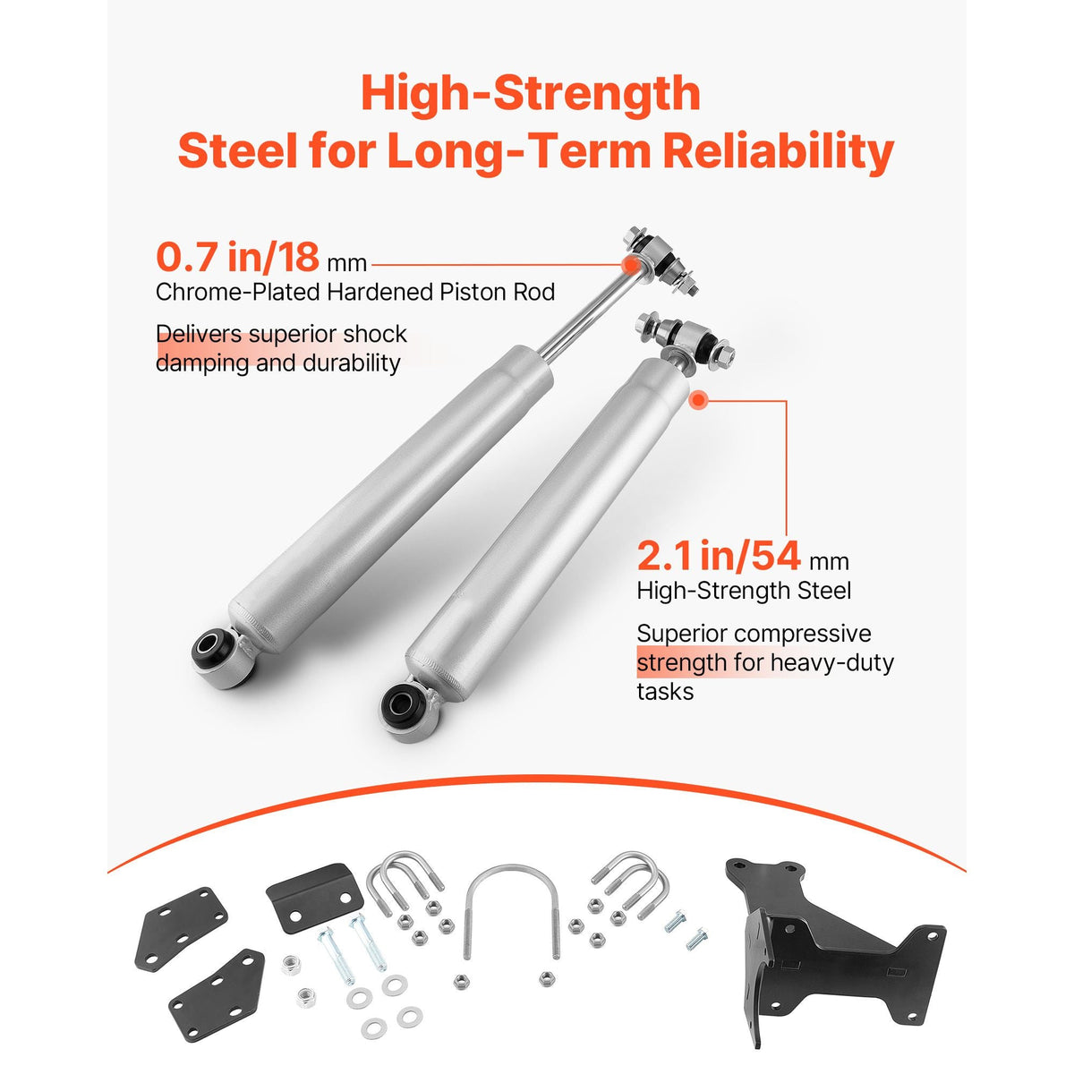 Dual Steering Stabilizer, for 2005-2024 Ford F-250/F-350 Super Duty 4WD, Dual Steering Stabilizer Kit Fits with 2 Inches of Suspension Lift or Higher, Enhanced Control and Reduced Vibration