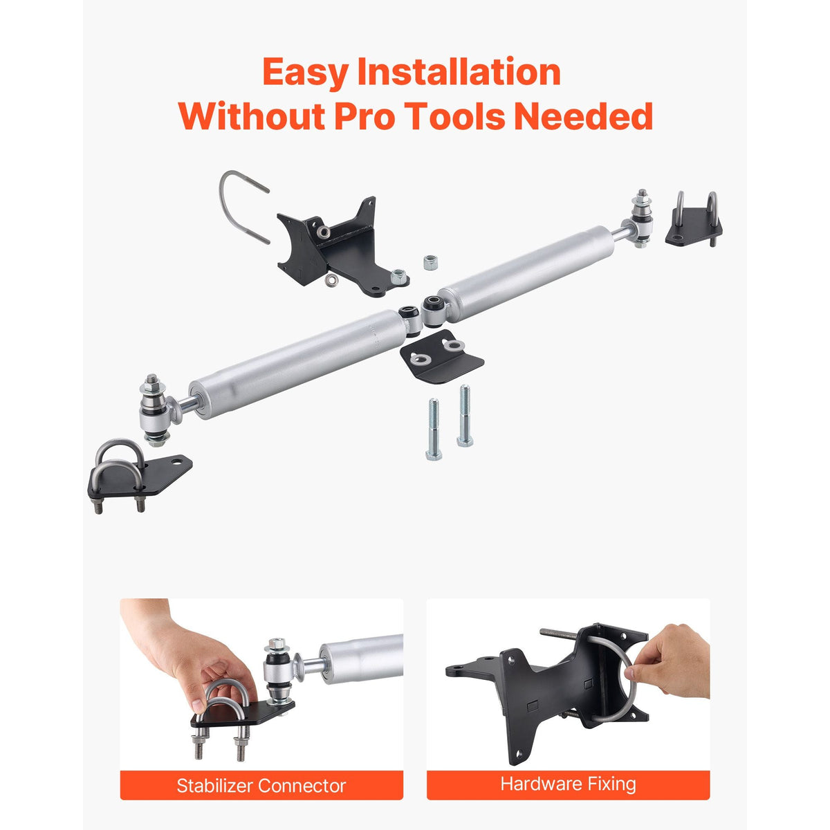 Dual Steering Stabilizer, for 2005-2024 Ford F-250/F-350 Super Duty 4WD, Dual Steering Stabilizer Kit Fits with 2 Inches of Suspension Lift or Higher, Enhanced Control and Reduced Vibration