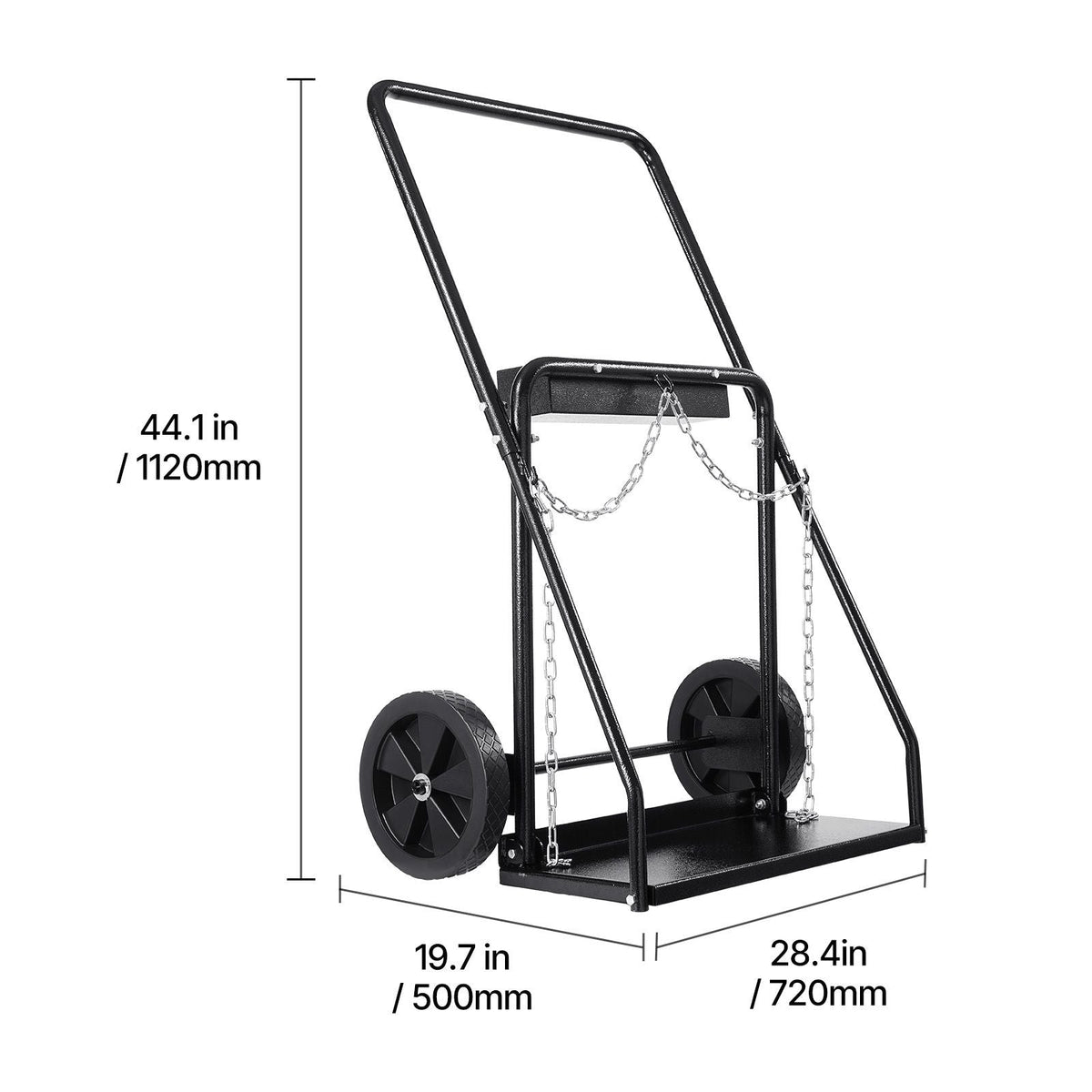 Dual Welding Cylinder Cart, Oxygen Acetylene Tank Cart with 440LBS Static Weight Capacity, 10-Inch Solid Wheels and Tank Storage Safety Chains, Suitable for Double 12.5-Inch Dia. Gas Cylinders