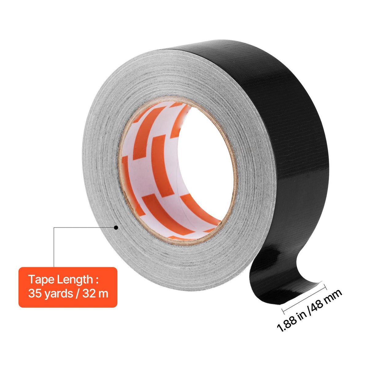 Duct Tape, 1.88 in x 35 Yards, 1-Pack, Waterproof and Temperature-Resistant, No Residue Strong Adhesive Heavy Duty Duct Tape, Tear by Hand, for Indoor and Outdoor Repairs, All Weather, Black