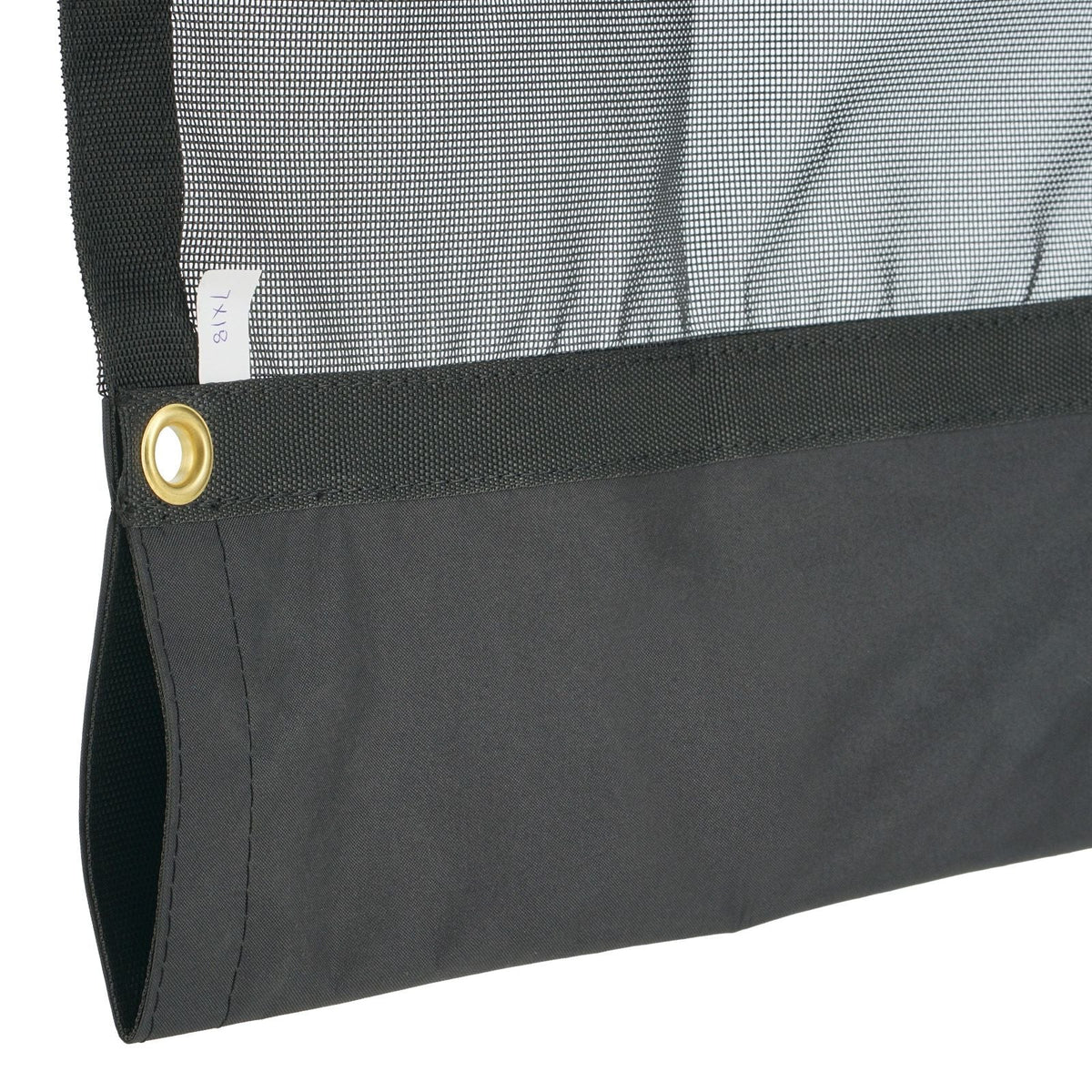 Dump Truck Mesh Tarp, 7 x 18 ft, PVC Coated Black Heavy Duty Cover with 5.5" 18oz Double Pocket, Brass Grommets, Reinforced Double Needle Stitch Webbing Fits Manual or Electric Dump Truck System