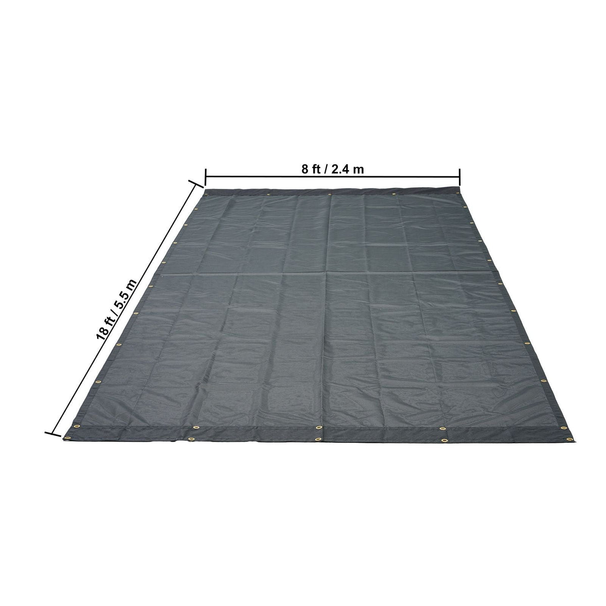 Dump Truck Mesh Tarp, 8 x 18 ft, PVC Coated Black Heavy Duty Cover with 5.5" 18oz Double Pocket, Brass Grommets, Reinforced Double Needle Stitch Webbing Fits Manual or Electric Dump Truck System