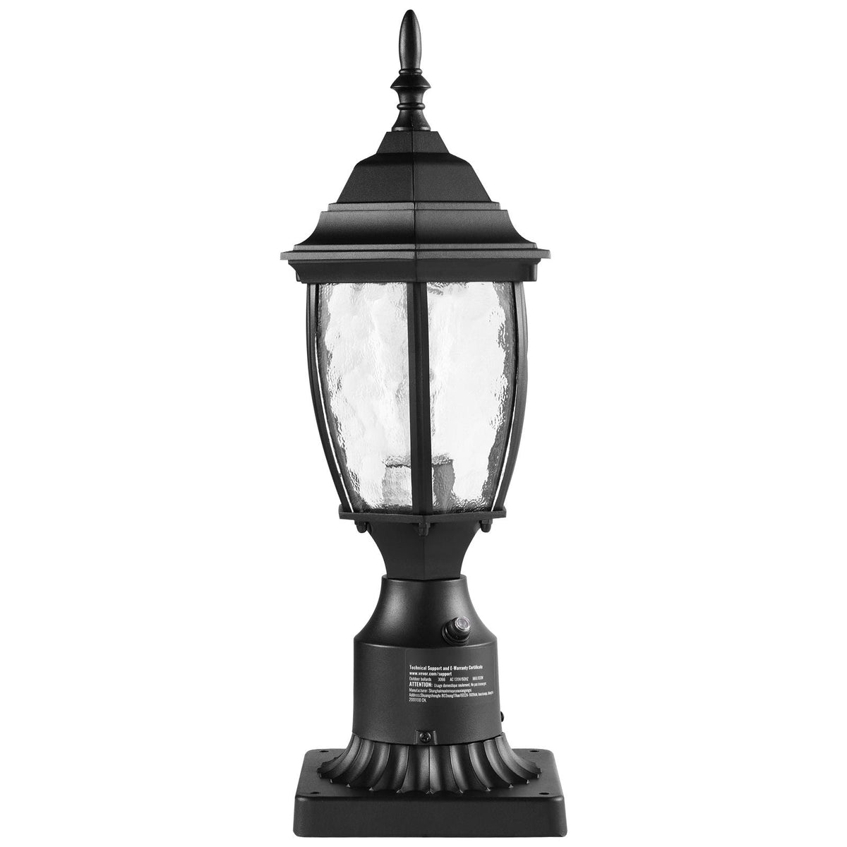 Dusk to Dawn Outdoor Post Light, 15.75 in Height, Waterproof Lamp Post Light Fixture with 5.5 in Pier Mount Base Glass Shade, Lightning-proof Exterior Pole Column Light for Patio Garden Pathway