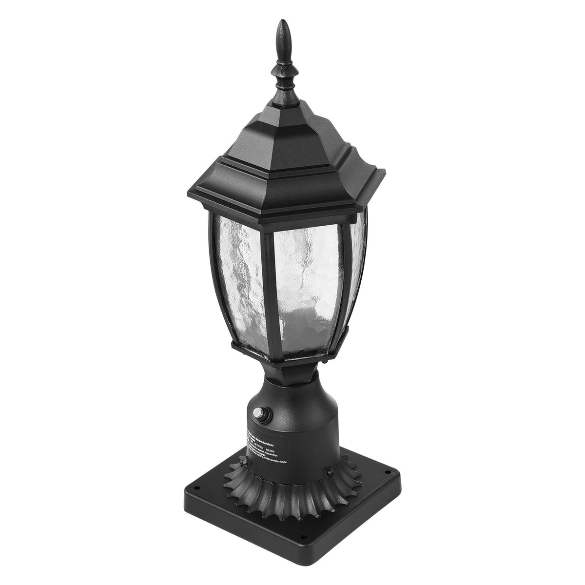 Dusk to Dawn Outdoor Post Light, 15.75 in Height, Waterproof Lamp Post Light Fixture with 5.5 in Pier Mount Base Glass Shade, Lightning-proof Exterior Pole Column Light for Patio Garden Pathway