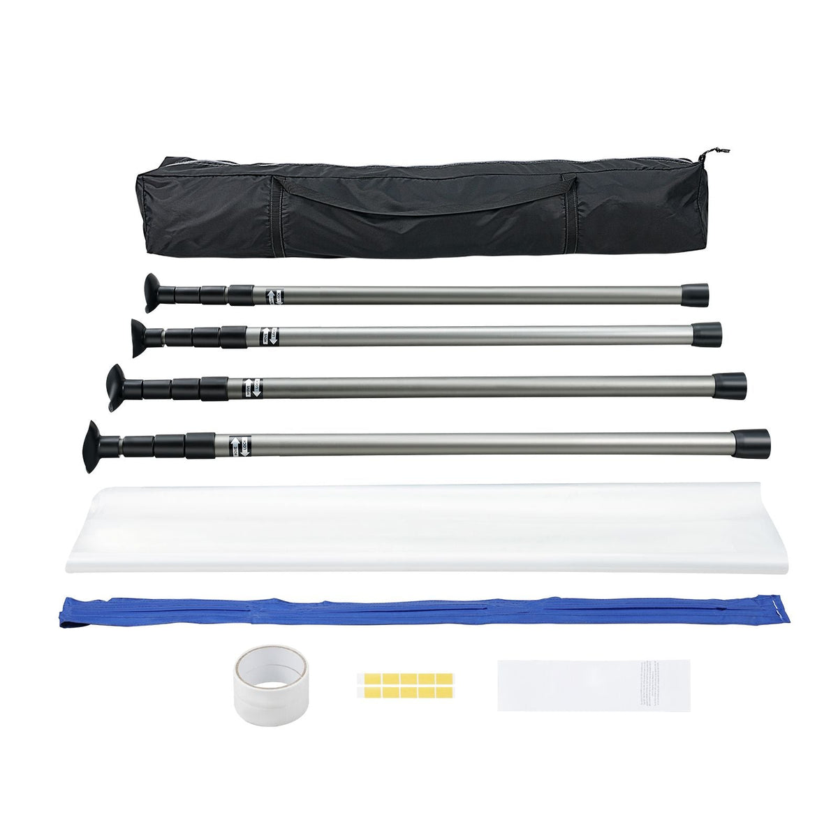 Dust Barrier Poles, 10 Ft Barrier Poles, Dust Barrier System with 4 Telescoping Poles, Carry Bag and 32.8x13.12 Ft Plastic Film, for Interior Decoration, Painting