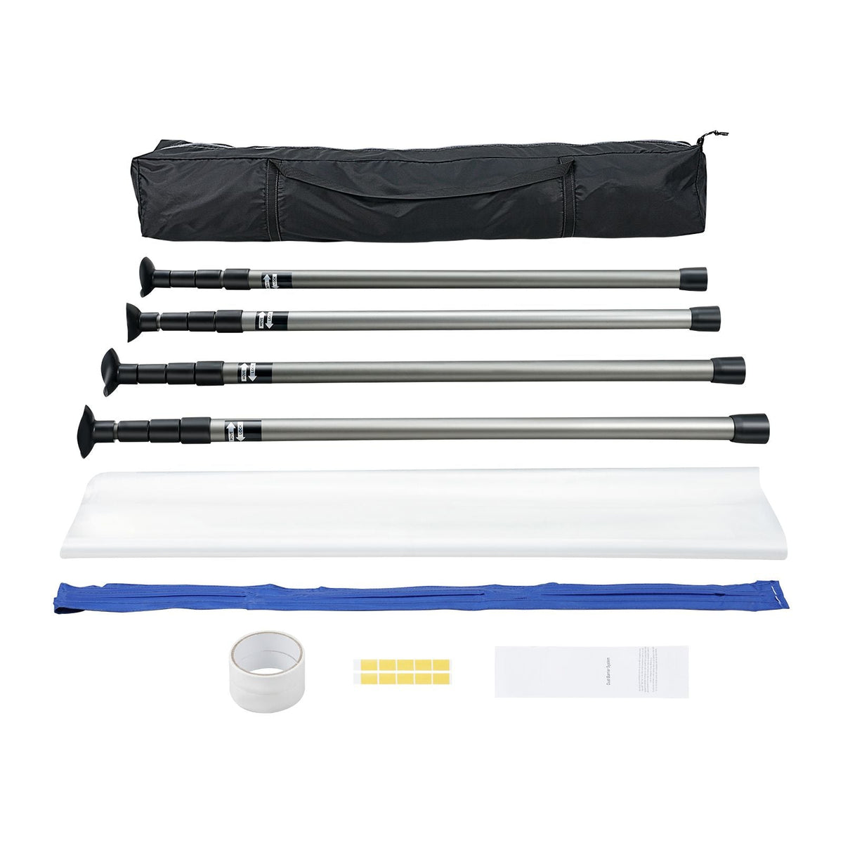 Dust Barrier Poles, 10 Ft Barrier Poles, Dust Barrier System with 4 Telescoping Poles, Carry Bag and 32.8x13.12 Ft Plastic Film, for Interior Decoration, Painting