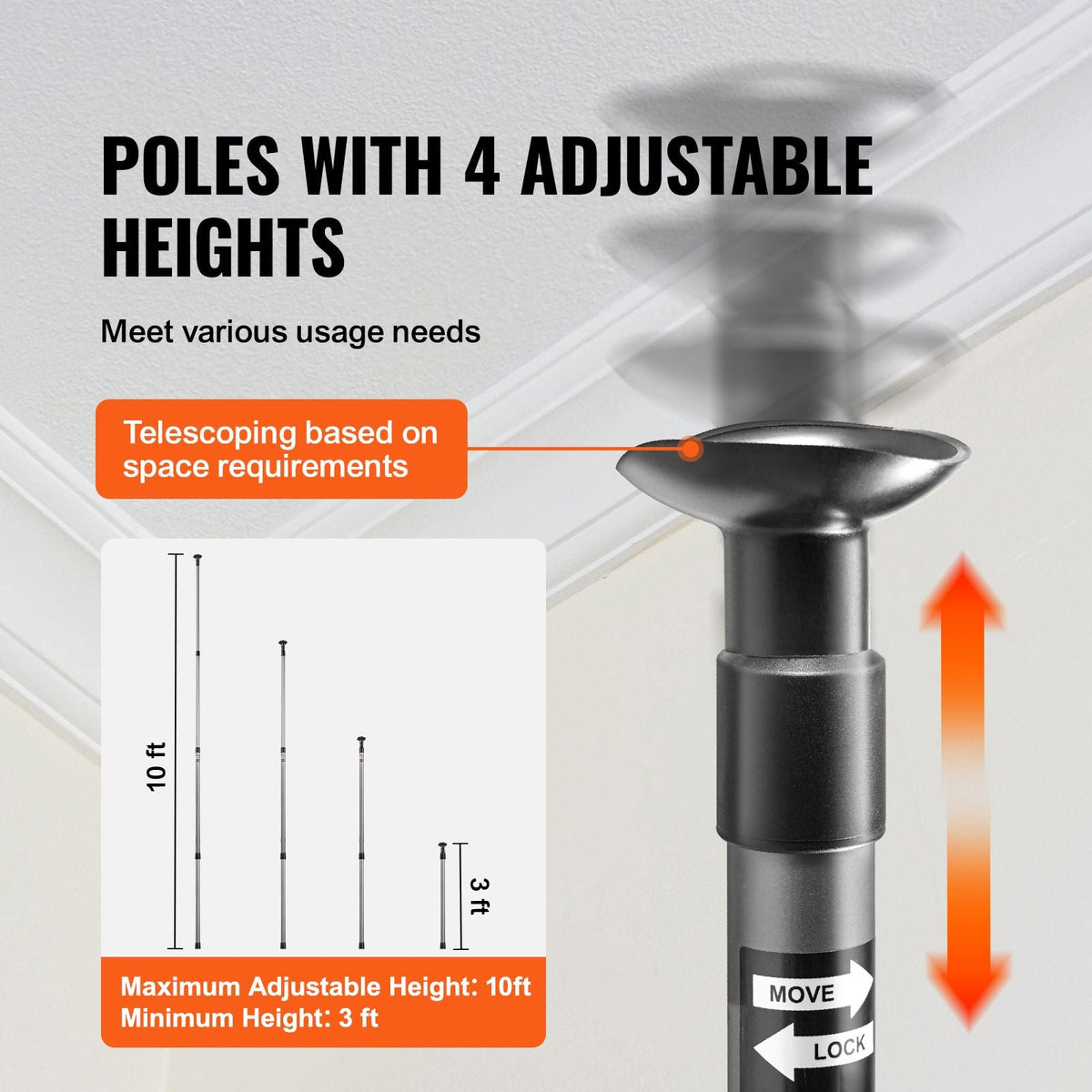 Dust Barrier Poles, 10 Ft Barrier Poles, Dust Barrier System with 4 Telescoping Poles, Carry Bag and 32.8x13.12 Ft Plastic Film, for Interior Decoration, Painting