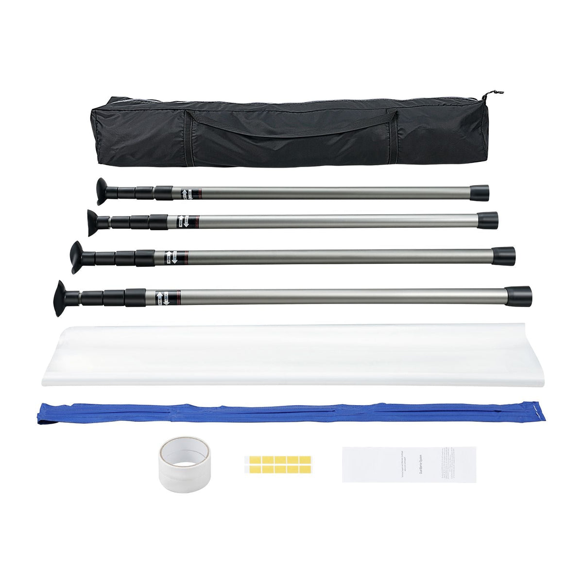 Dust Barrier Poles, 12 Ft Barrier Poles, Dust Barrier System with 4 Telescoping Poles, Carry Bag and 32.8x13.12 Ft Plastic Film, for Interior Decoration, Painting