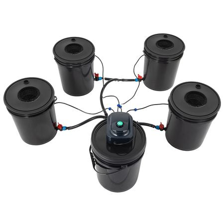 DWC Hydroponic System, 5 Gallon 5 Buckets, Deep Water Culture Growing Bucket, Hydroponics Grow Kit with Pump, Air Stone and Connected Reservoir, for Indoor/Outdoor Leafy Vegetables
