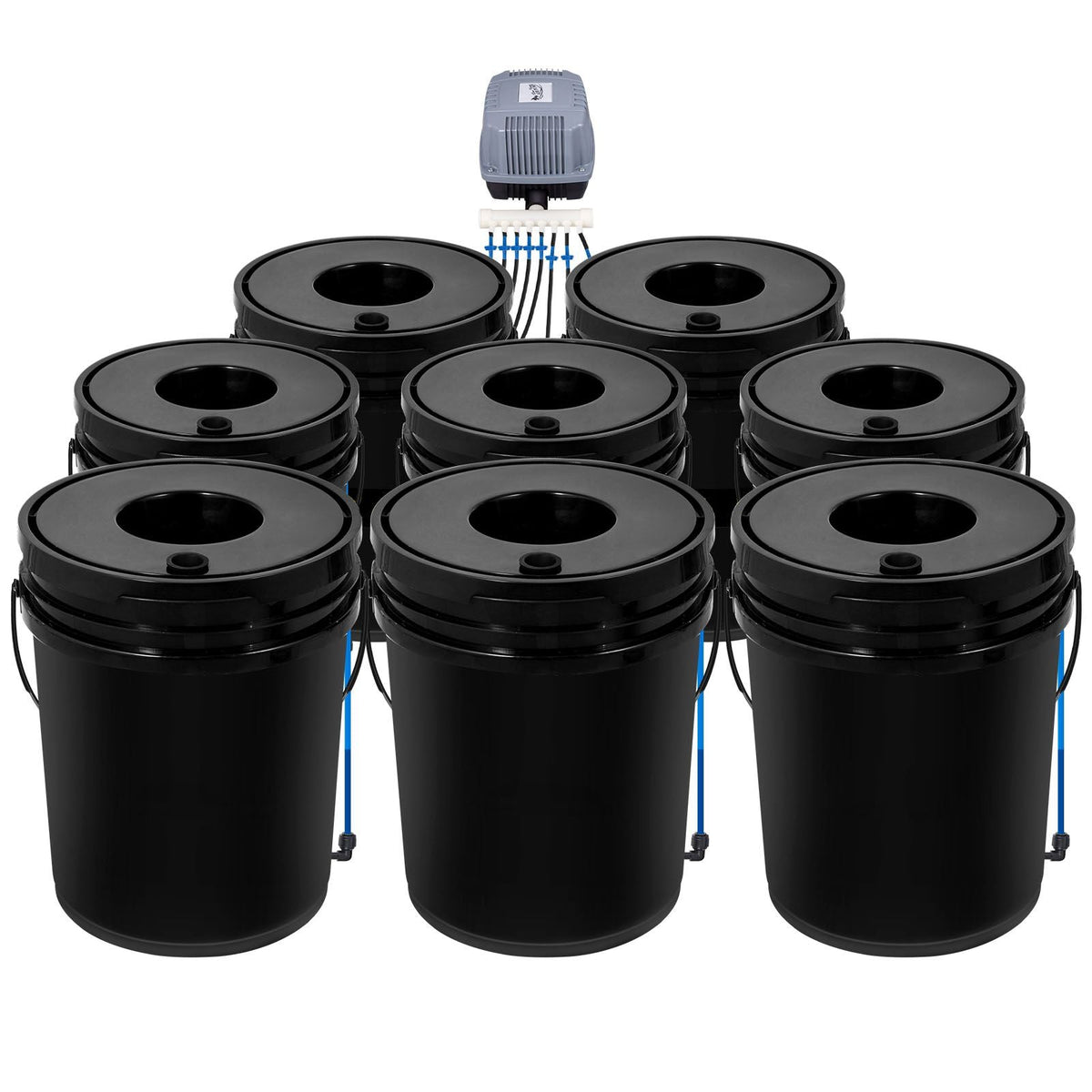 DWC Hydroponic System, 5 Gallon 8 Buckets, Deep Water Culture Growing Bucket, Hydroponics Grow Kit with Pump, Air Stone and Water Level Device, for Indoor/Outdoor Leafy Vegetables