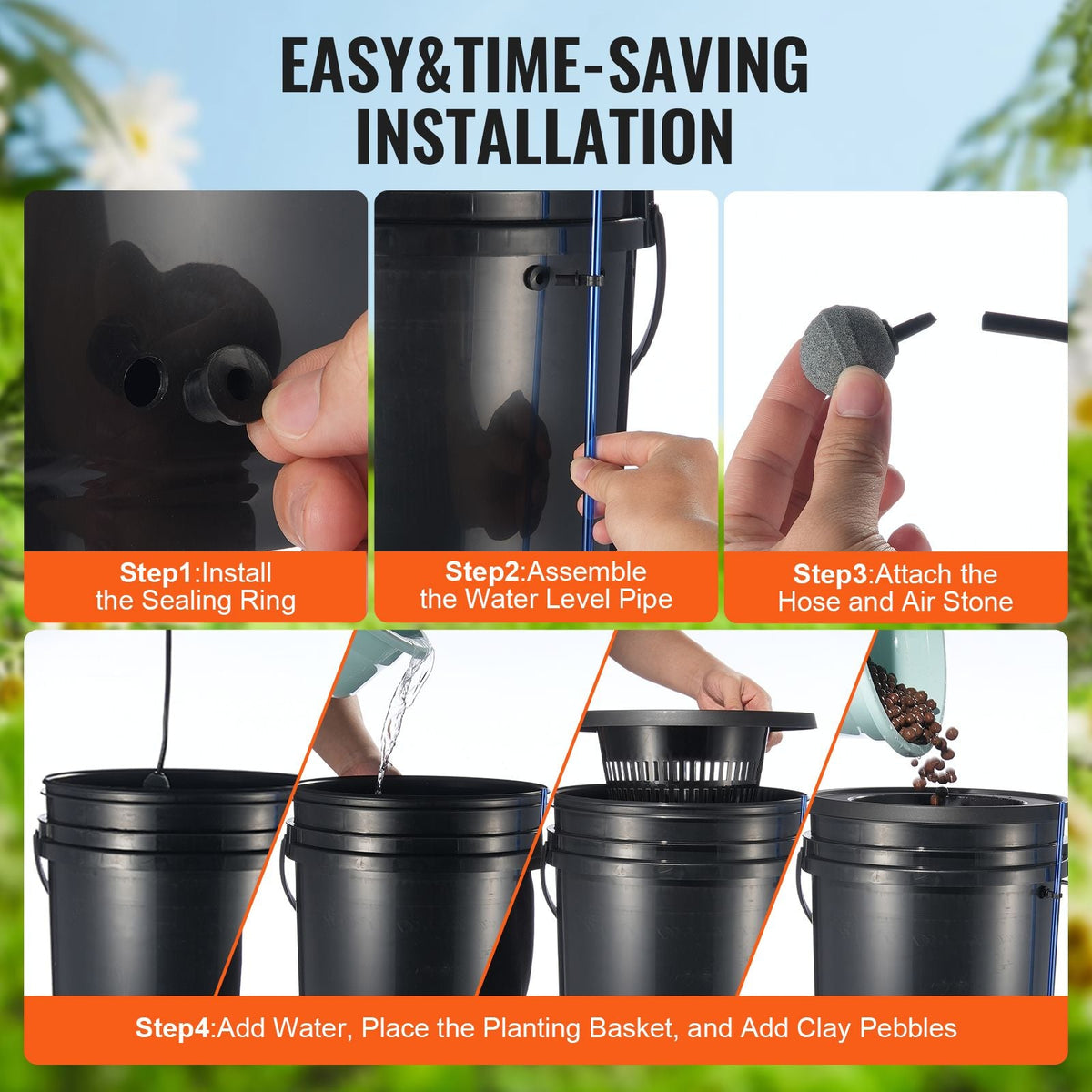 DWC Hydroponics Grow System, Hydroponic Growing System with Top Drip Kit, Deep Water Culture 5-Gallon 2 Buckets, with Air Pump, Air Stones and Water Level Device for Leafy Vegetables