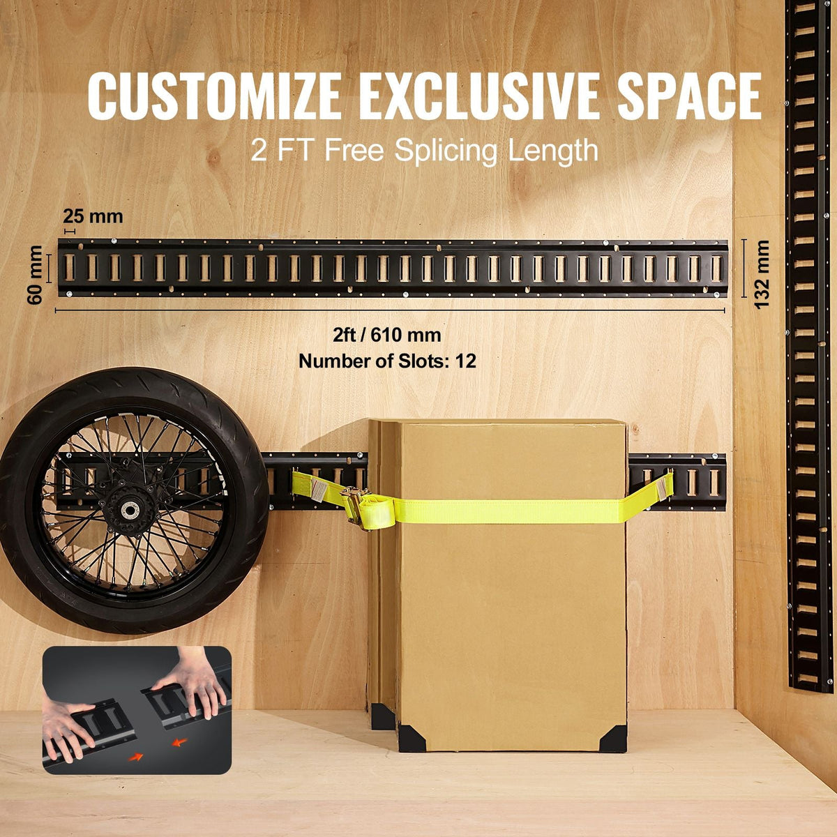 E Track Tie Down Rail Kit, 2' Steel Rails, 4 Pack, Secure Cargo & Heavy Loads Up to 2000 lbs, Heavy Duty Etrack Rails with Screws for Garages, Vans, Trailers, Motorcycle Tie Downs, ATV Mountings