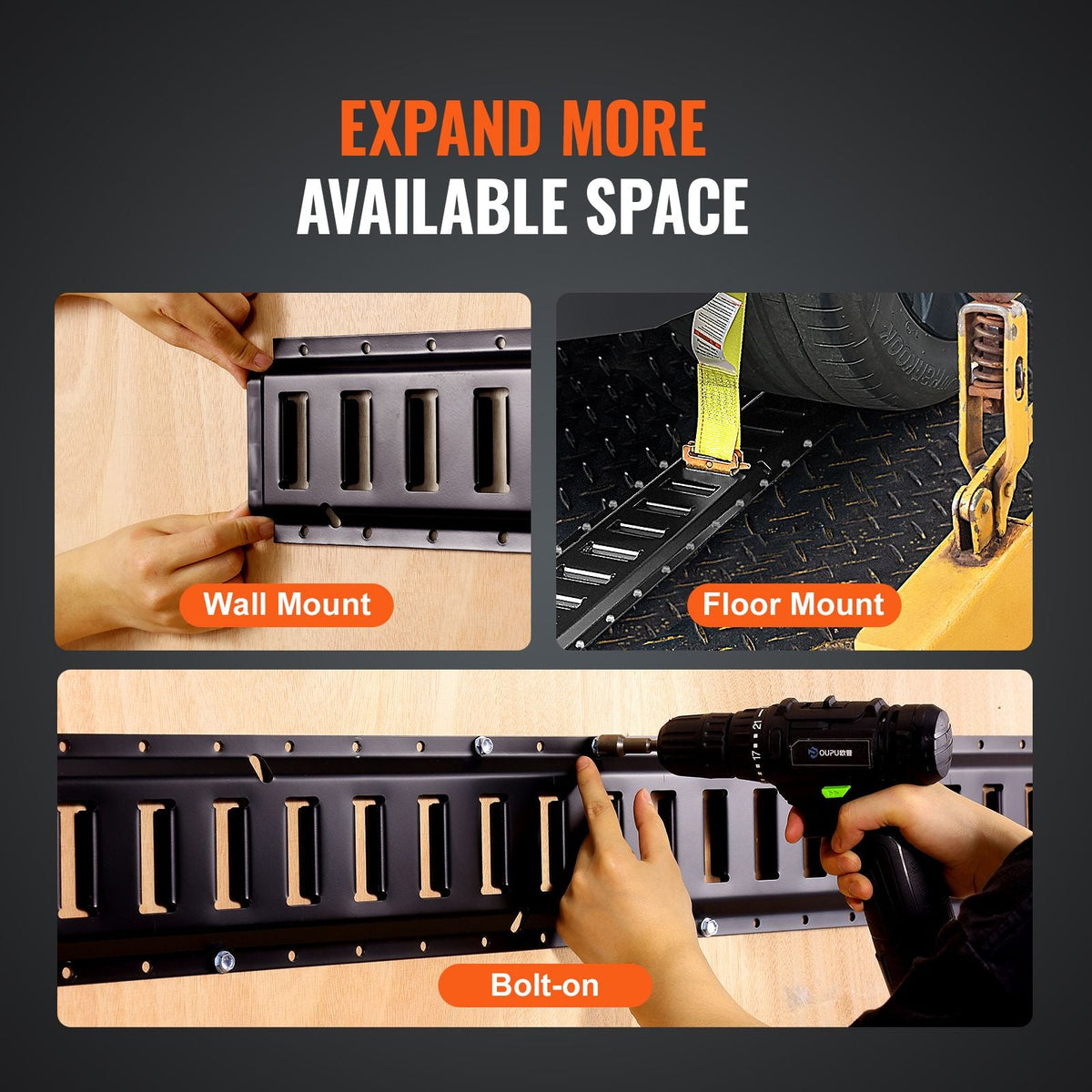E Track Tie Down Rail Kit, 2' Steel Rails, 4 Pack, Secure Cargo & Heavy Loads Up to 2000 lbs, Heavy Duty Etrack Rails with Screws for Garages, Vans, Trailers, Motorcycle Tie Downs, ATV Mountings