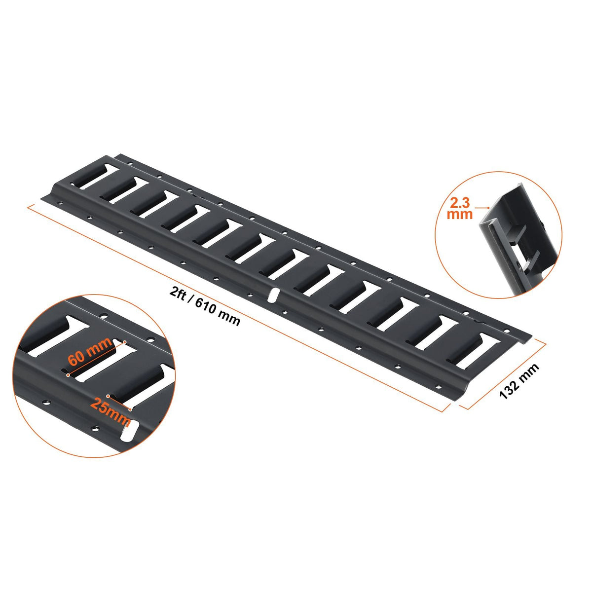 E Track Tie Down Rail Kit, 2' Steel Rails, 4 Pack, Secure Cargo & Heavy Loads Up to 2000 lbs, Heavy Duty Etrack Rails with Screws for Garages, Vans, Trailers, Motorcycle Tie Downs, ATV Mountings