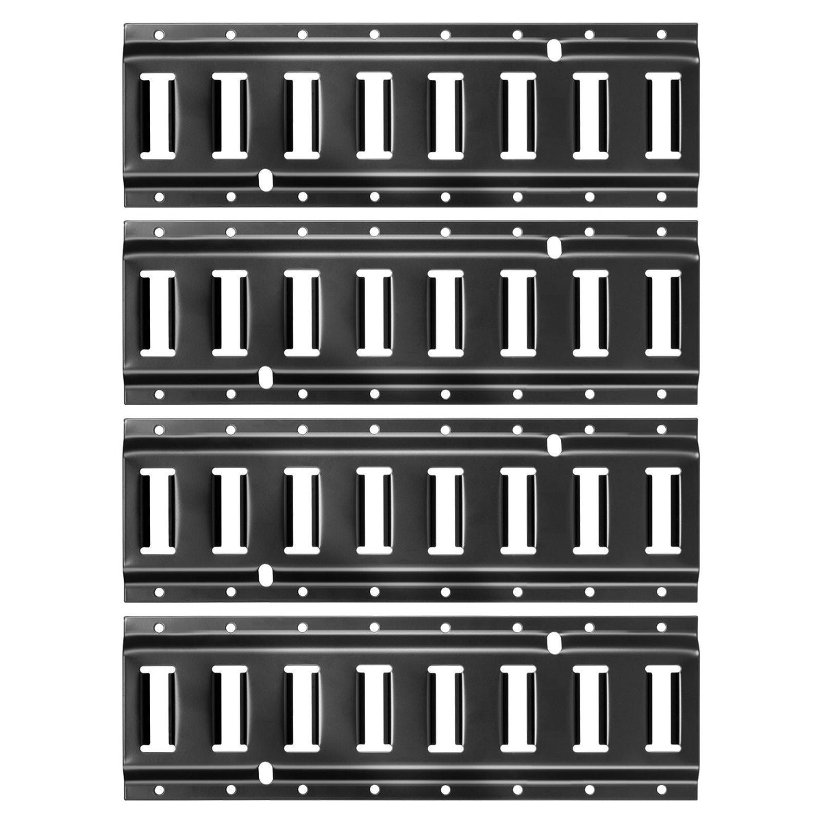 E-Track Tie-Down Rail Kit, 4 Pack 1.3 ft E Track Rails, 2 U-Shaped Hooks, 2 Tool Holders, 2 Track Shelf Brackets, 2 Tire Holders, 2 Cable Storage Rings, 8 End Caps & 1 Bag, Fit for Vans Trailers