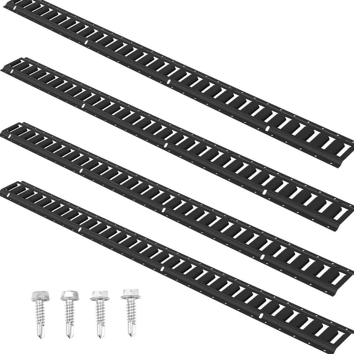 E Track Tie Down Rail Kit, 5' Steel Rails, 4 Pack, Secure Cargo & Heavy Loads Up to 2000 lbs, Heavy Duty Etrack Rails with Screws for Garages, Vans, Trailers, Motorcycle Tie Downs, ATV Mountings