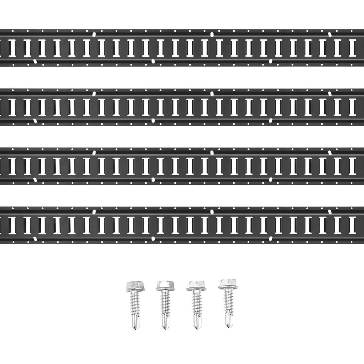 E Track Tie Down Rail Kit, 5' Steel Rails, 4 Pack, Secure Cargo & Heavy Loads Up to 2000 lbs, Heavy Duty Etrack Rails with Screws for Garages, Vans, Trailers, Motorcycle Tie Downs, ATV Mountings