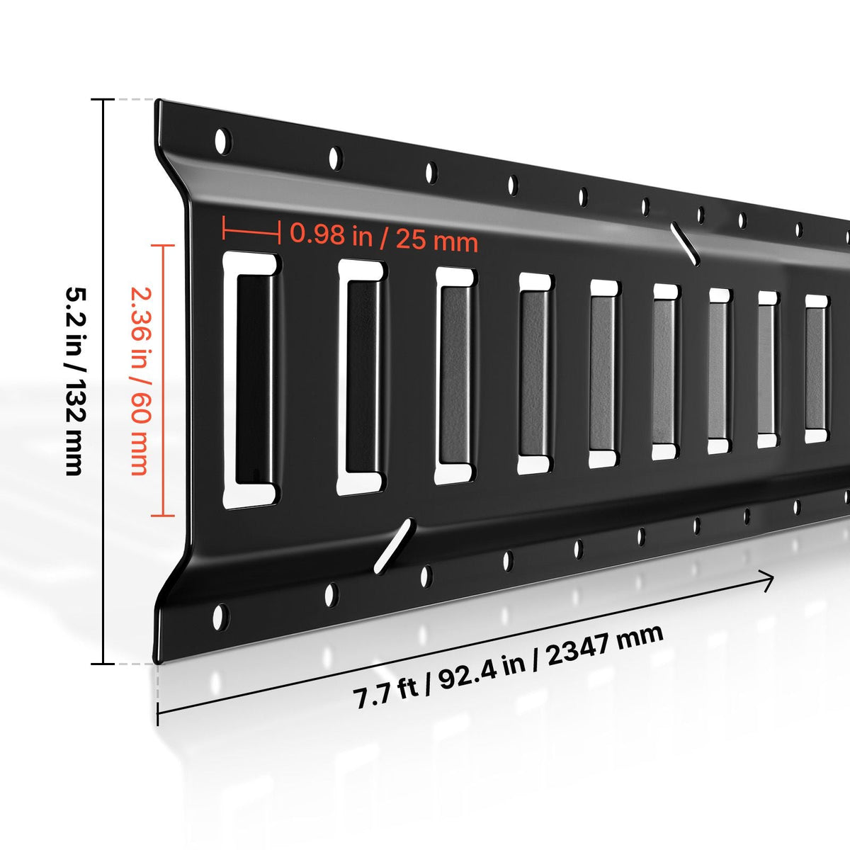 E-Track Tie-Down Rails, 4 Pack, 7.7 ft E Track Rails Secures Cargo & Heavy Loads Up to 2,000 lbs, Trailer Tie-Down System Suitable for Garages, Vans, Motorcycle Tie Downs, ATV Mountings