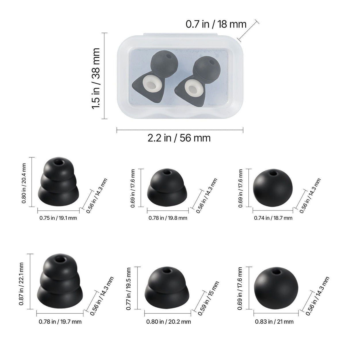 Ear Plugs for Sleeping Noise Cancelling, NRR 25 dB Reusable High Noise Reduction Earplugs, Flexible Silicone Soft Earplug with 12 Ear Tips in M / L, for Sleeping, Working, Studying & Traveling