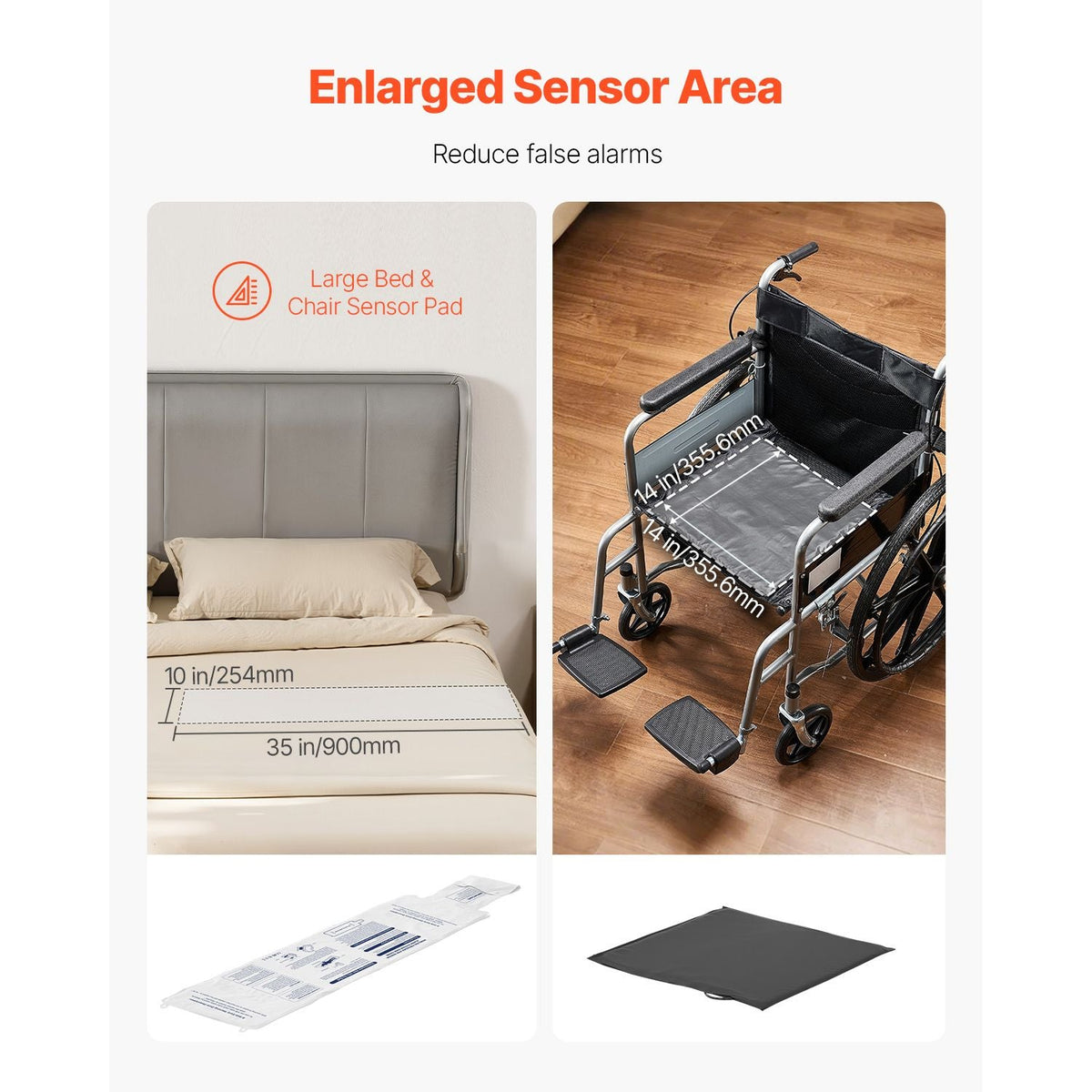 Early Alert Bed Alarm System, Wireless Bed and Chair Sensor Pad with Call Button & Pager, Pre-Alert Safety Bed Alarms and Fall Prevention for Elderly, Dementia Patients, and Adults