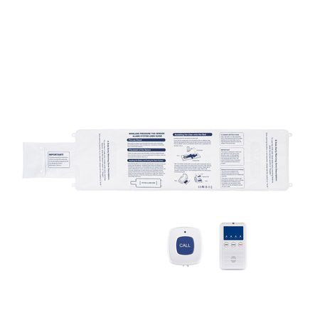 Early Alert Bed Alarm System, Wireless Bed Sensor Pad with Call Button & Pager, Pre-Alert Safety Bed Alarms and Fall Prevention for Elderly, Dementia Patients, and Adults (10 x 35-inch)