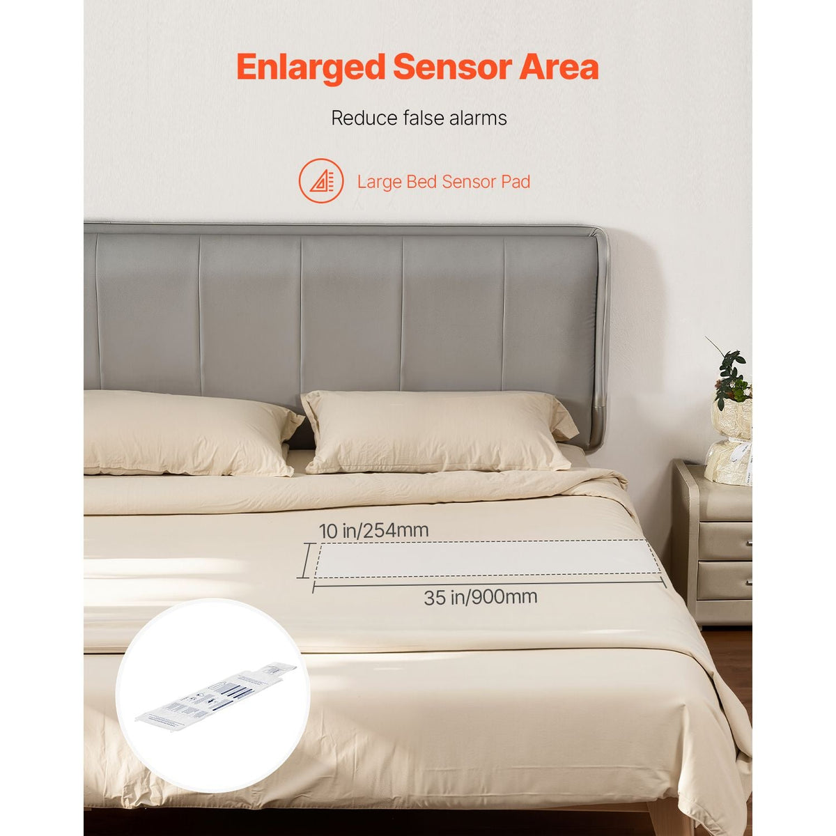 Early Alert Bed Alarm System, Wireless Bed Sensor Pad with Call Button & Pager, Pre-Alert Safety Bed Alarms and Fall Prevention for Elderly, Dementia Patients, and Adults (10 x 35-inch)
