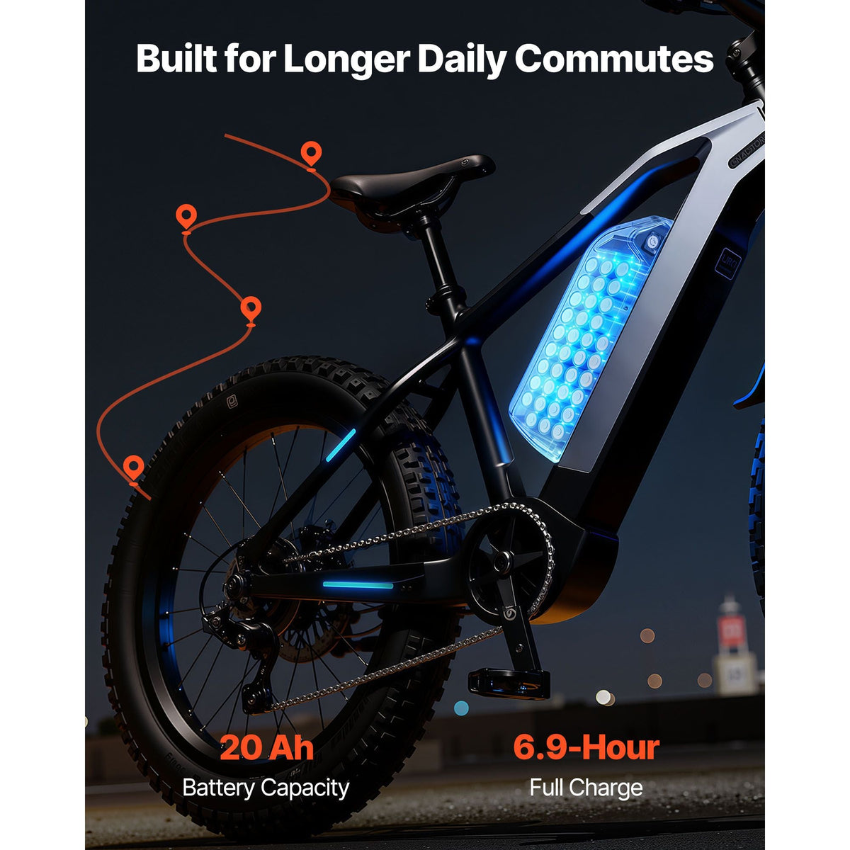 Ebike Battery, 48V 20Ah Electric Bike Lithium Battery Pack with BMS, USB Charge Port, 3A Charger & Lock for 1500W E-Bike Motor, Detachable Electric Bicycle Replacement Kit with Discharge Socket