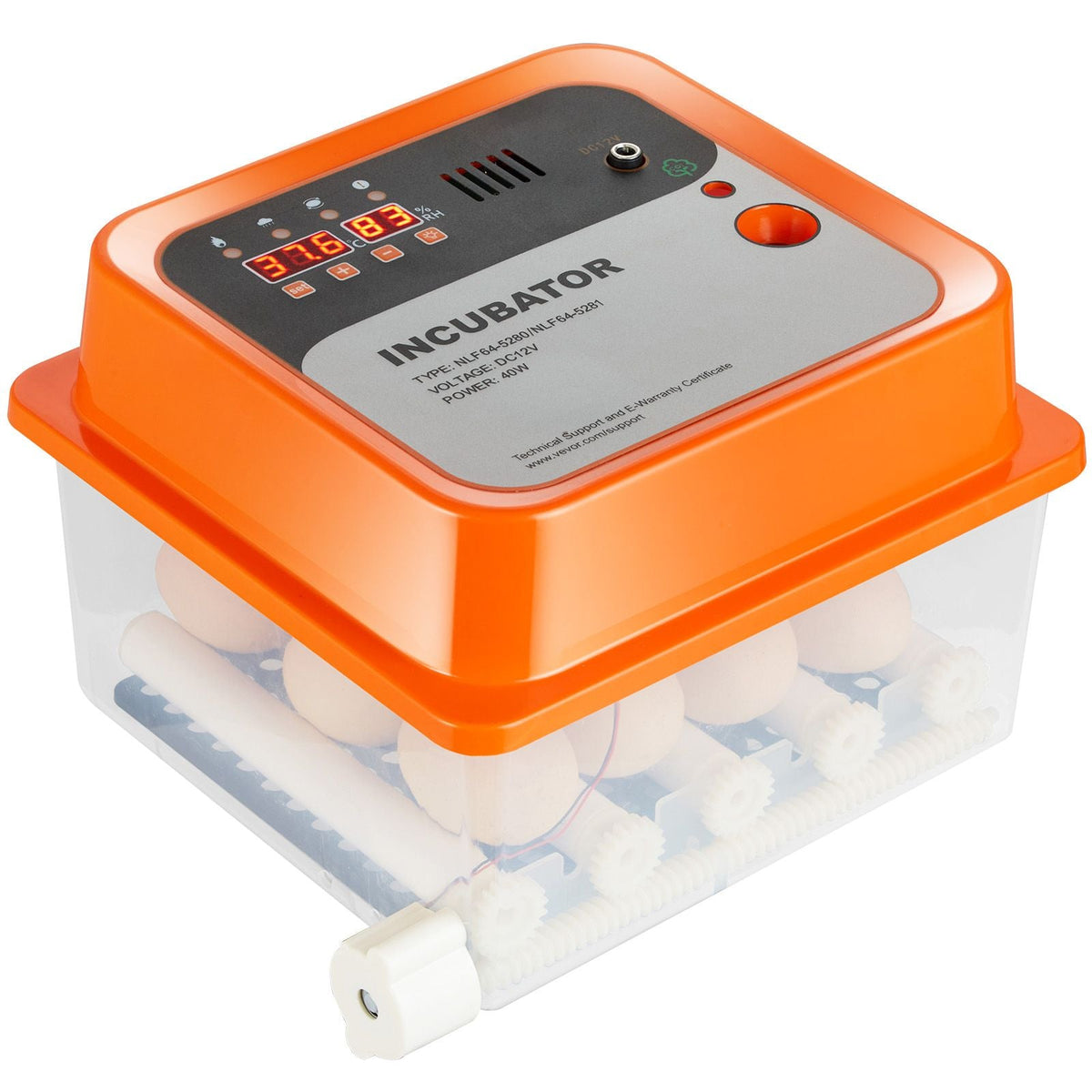 Egg Incubator, Incubators for Hatching Eggs, Automatic Egg Turner with with Temperature and Humidity Control, 12 Eggs Poultry Hatcher with ABS Transparent Shell for Chicken, Duck, Quail