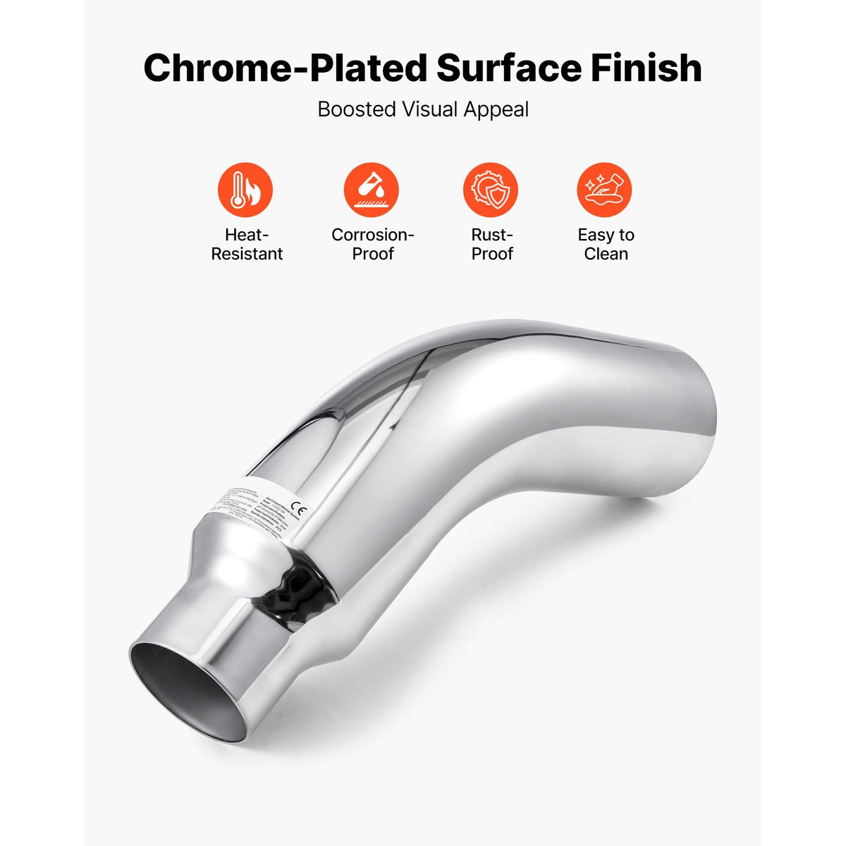 Elbow Exhaust Tip, 4 Inch Inlet, 6 Inch Outlet, 23 in Overall Length, Chrome Turn Down Exhaust Tip with Clamp for Truck, Sedan, Sports Car, SUV, Chrome Structure for High Temperature Resistance
