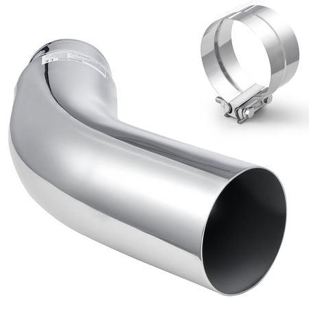 Elbow Exhaust Tip, 5 Inch Inlet, 6 Inch Outlet, 23 in Overall Length, Chrome Turn Down Exhaust Tip with Clamp for Truck, Sedan, Sports Car, SUV, Chrome Structure for High Temperature Resistance