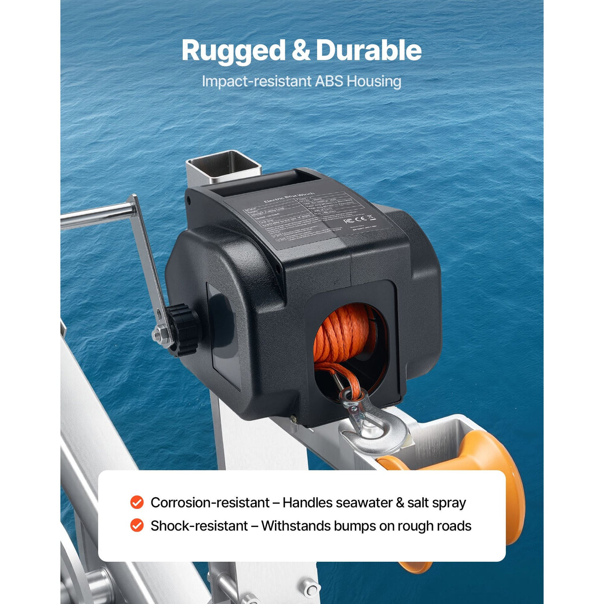 Electric Boat Winch, 12V DC 300W, Reversible Electric Trailer Winch for Boats Up to 2000 lbs, Power-in, Power-Out, and Freewheel Operations for Boats with Wired Remote Control & Hand Crank