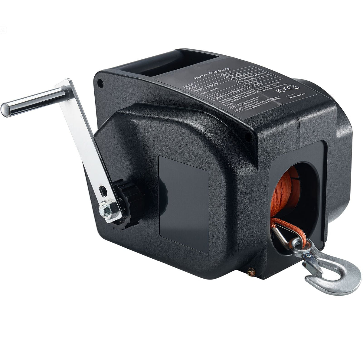 Electric Boat Winch, 12V DC 300W, Reversible Electric Trailer Winch for Boats Up to 2000 lbs, Power-in, Power-Out, and Freewheel Operations for Boats with Wired Remote Control & Hand Crank