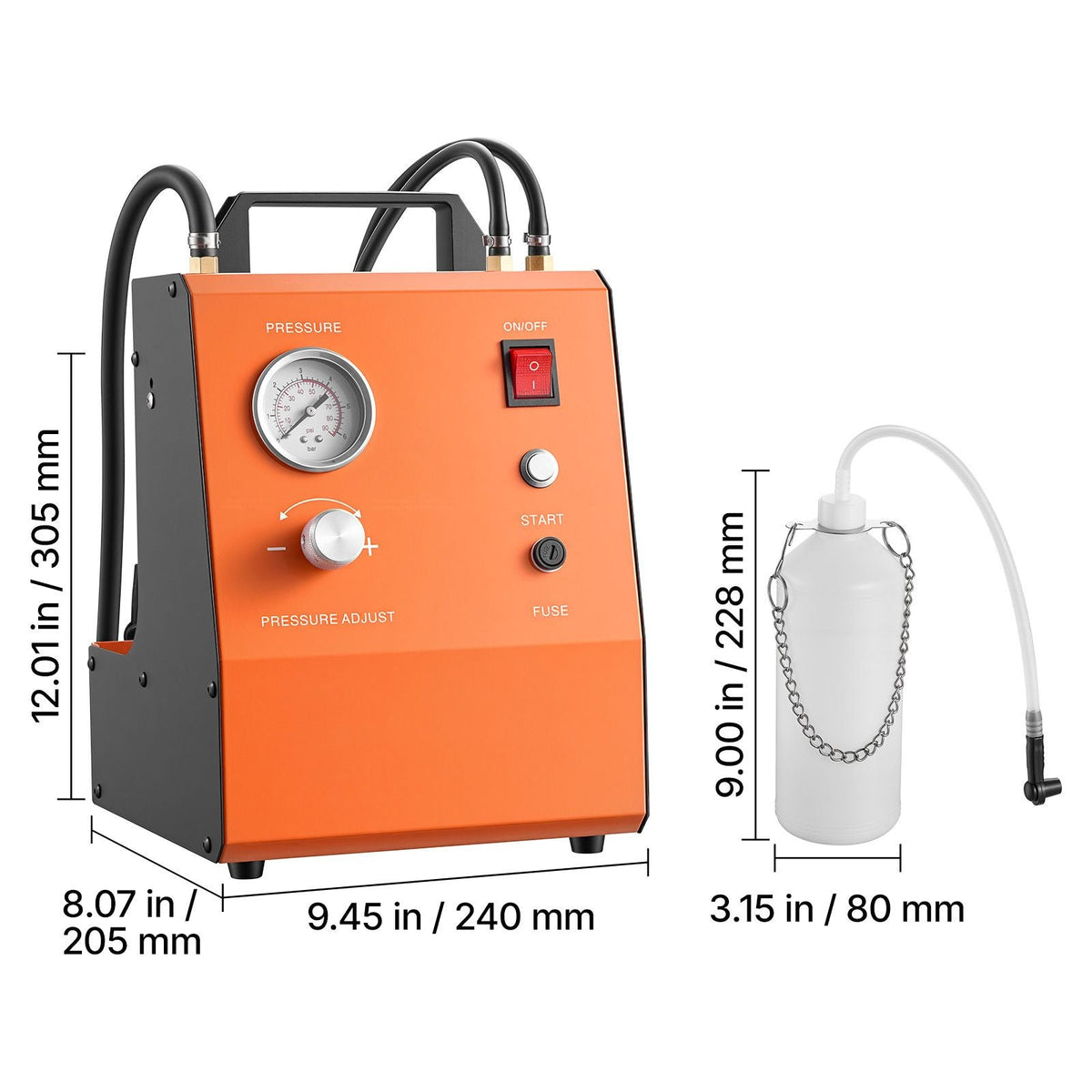Electric Brake Bleeder Kit, 120V Automatic Brake Fluid Bleeding Kit with 7 Master Cylinder Adapters & Dual Power Supplies, 0.6 - 3 Bar Brake Pressure Bleeder Pump Fits Most Passenger Vehicles