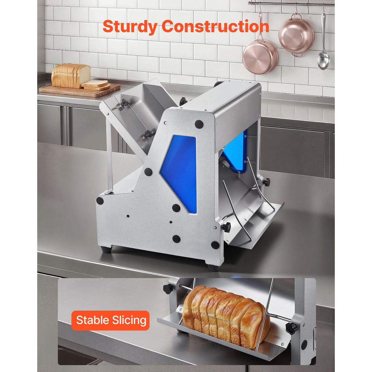 Electric Bread Slicer, 370W Bread Slicing Machine, Die-Cast Aluminum Countertop Bread Cutter Machine for 12mm Slice Thickness, Commercial & Home Use for Bakeries Restaurants, 120V