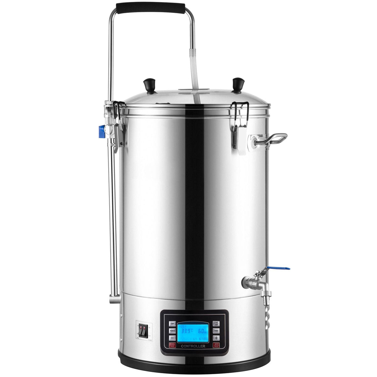 Electric Brewing System, 9.2 Gal/35 L Brewing Pot, All-in-One Home Beer Brewer with Pump, Mash Boil Device with Panel, Auto/Manual Mode 100-1800W Power 25-100 Celsius Temp 1-180 min Timer