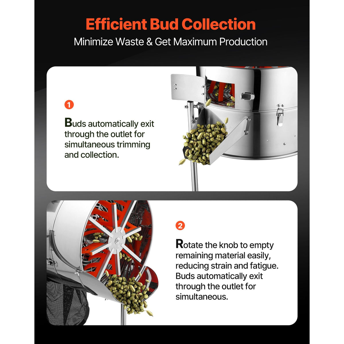 Electric Bud Leaf Trimmer, 18 in Tiltable Bud Trimmer with Sharp Stainless Steel Blades, Adjustable Speed, Hydroponic Cutting Machine with Collection Bag Hand Pruner & Scissors, for Leaves Buds