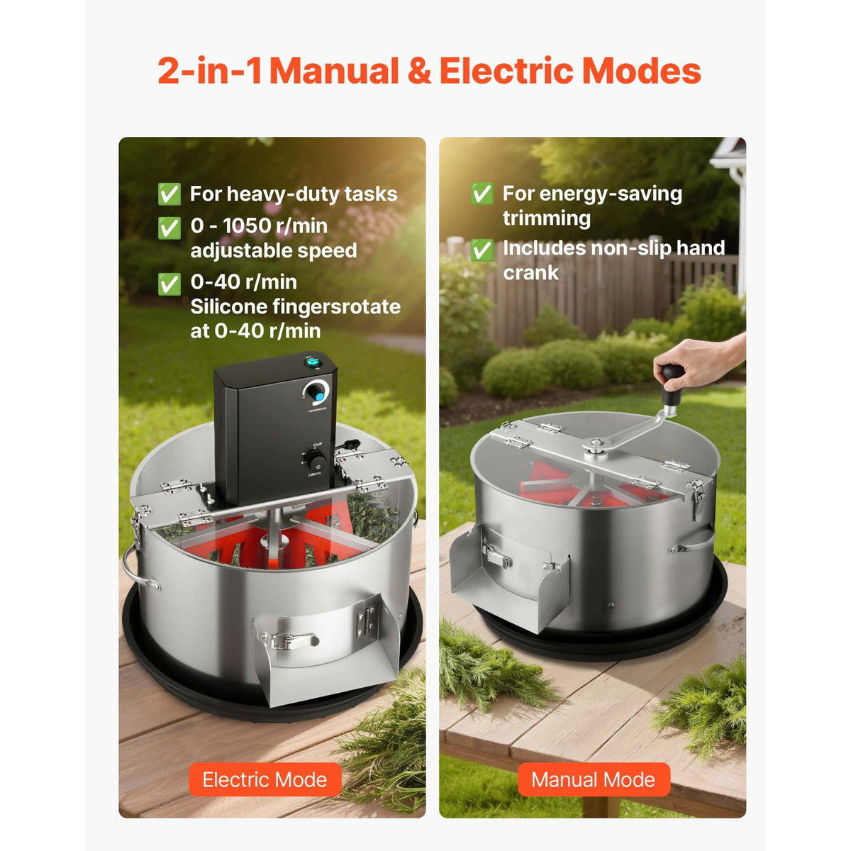 Electric Bud Leaf Trimmer, 2-in-1 Manual & Electric, 16 in Bud Trimmer with Stainless Steel Blades, Visual Cutting, Wet & Dry Hydroponic Cutting Machine with Tray, for Plant Buds Flowers
