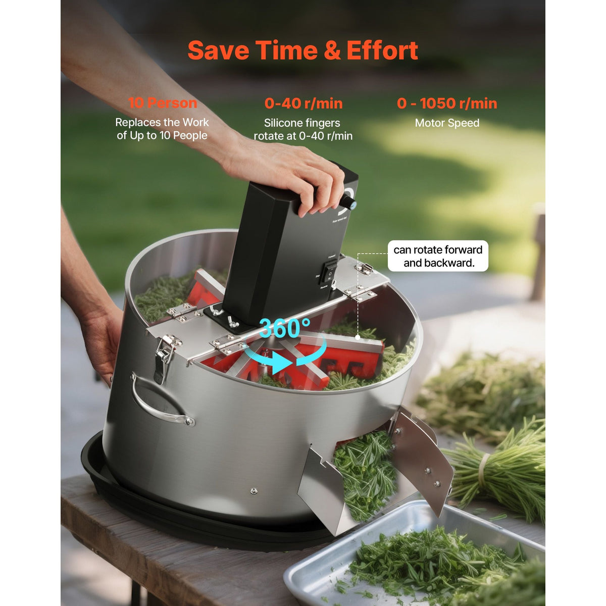 Electric Bud Leaf Trimmer, 2-in-1 Manual & Electric, 16 in Bud Trimmer with Stainless Steel Blades, Visual Cutting, Wet & Dry Hydroponic Cutting Machine with Tray, for Plant Buds Flowers