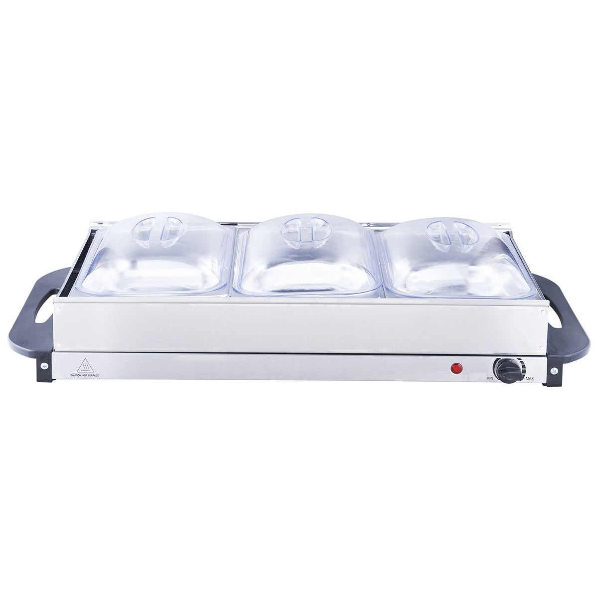 Electric Buffet Server & Food Warmer, 25.6" x 15" Portable Stainless Steel Chafing Dish Set with Temp Control & Oven-Safe Pan, Perfect for Catering, Parties, Events, Entertaining, Silver, ETL