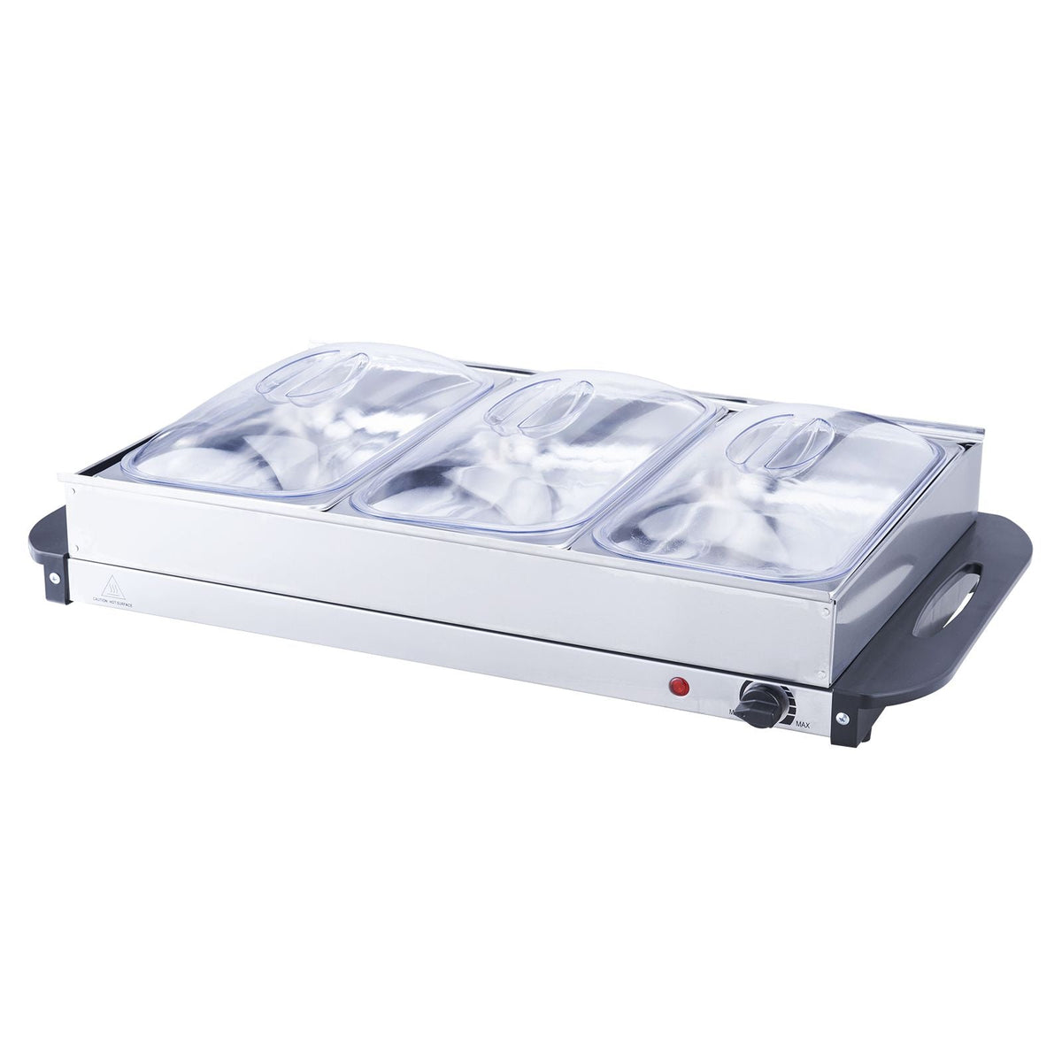 Electric Buffet Server & Food Warmer, 25.6" x 15" Portable Stainless Steel Chafing Dish Set with Temp Control & Oven-Safe Pan, Perfect for Catering, Parties, Events, Entertaining, Silver, ETL