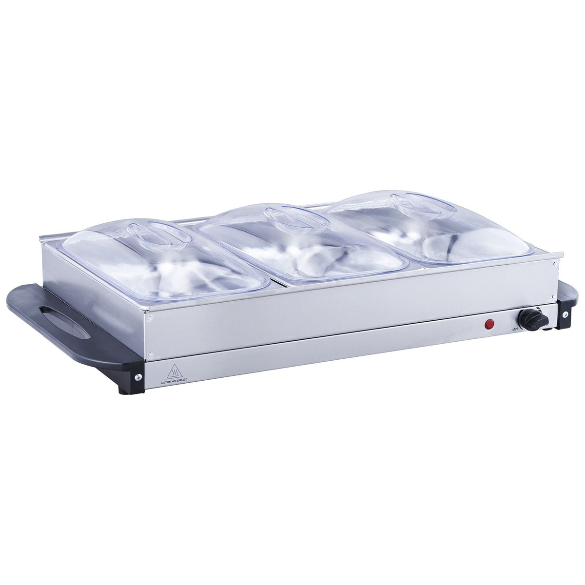 Electric Buffet Server & Food Warmer, 25.6" x 15" Portable Stainless Steel Chafing Dish Set with Temp Control & Oven-Safe Pan, Perfect for Catering, Parties, Events, Entertaining, Silver, ETL