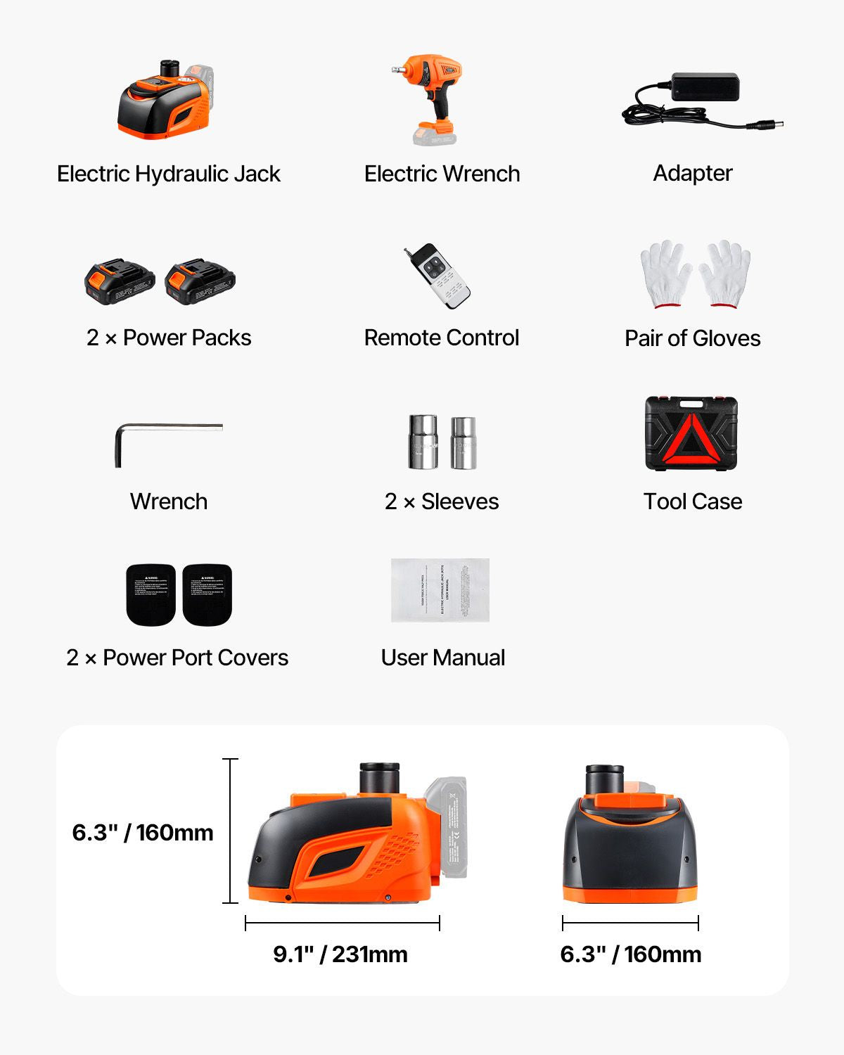 Electric Car Jack, 5 Tons /11000 lbs, Electric Scissor Jack with Electric Impact Wrench, Tire Change Replacement with LED Light & Remote Control, Portable Jack kit for Sedan, SUV, Truck