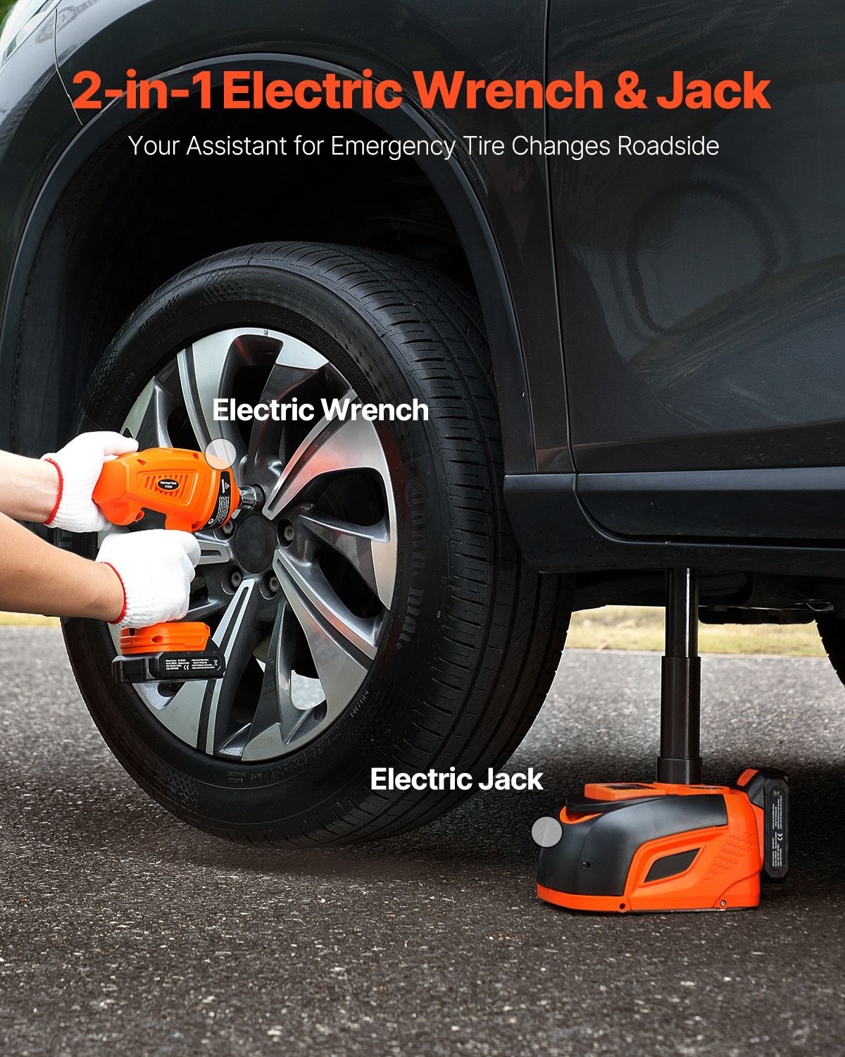 Electric Car Jack, 5 Tons /11000 lbs, Electric Scissor Jack with Electric Impact Wrench, Tire Change Replacement with LED Light & Remote Control, Portable Jack kit for Sedan, SUV, Truck