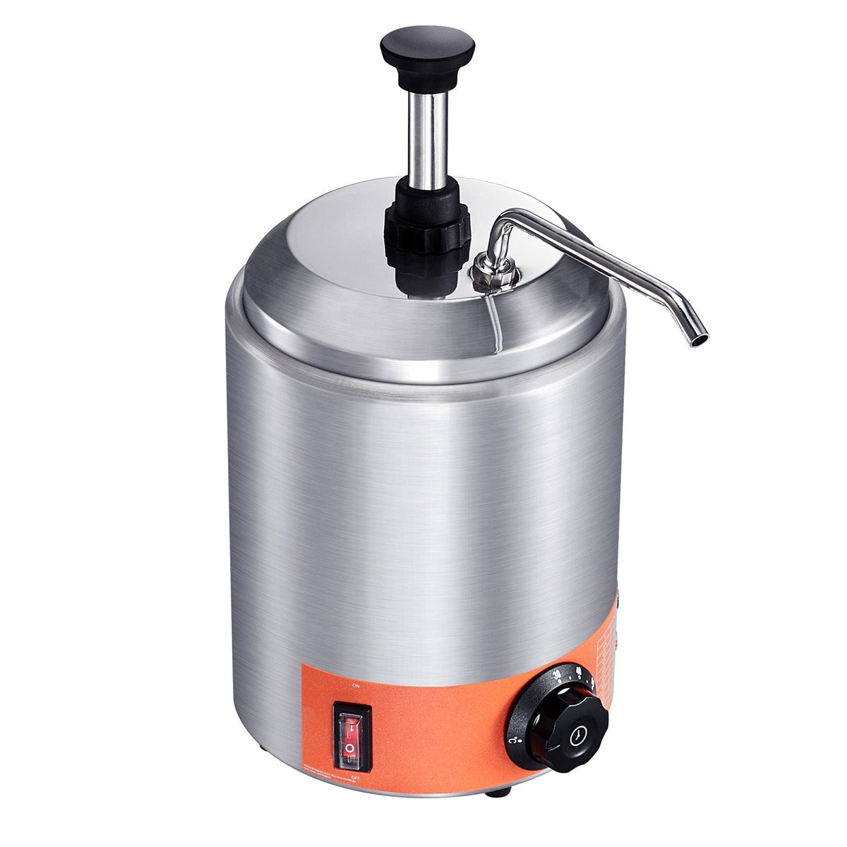 Electric Cheese Dispenser with Pump, 2.3 Qt Commercial Hot Fudge Warmer, Stainless Steel Pump Dispenser, 86-230Fahrenheit Temp Adjustable Nacho Cheese Sauce Warmer, for Hot Fudge Cheese Caramel
